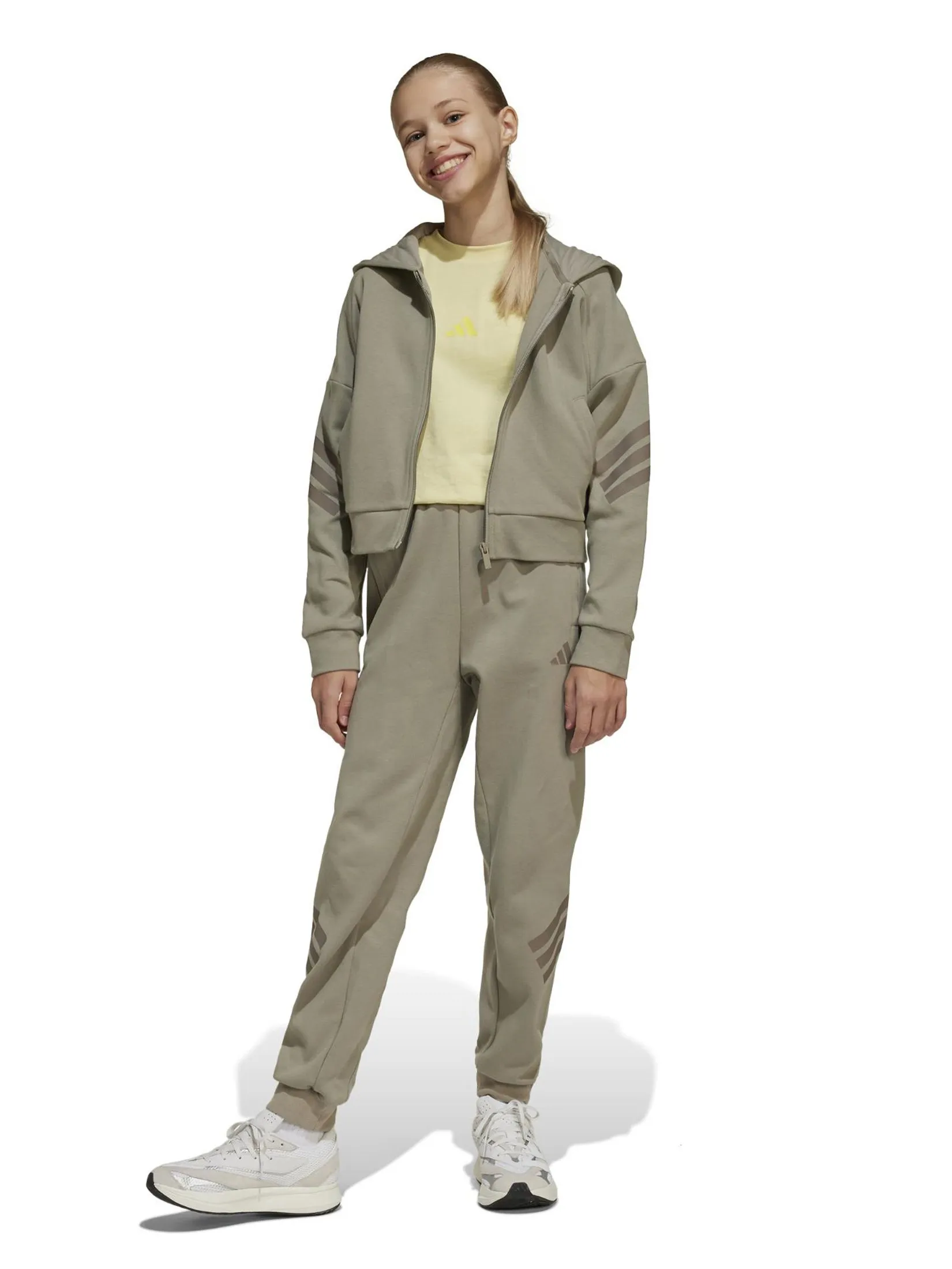 ADIDAS KIDS Unisex Kids Joggers Wide Leg Future Icons 3-Stripes Grayish Brown