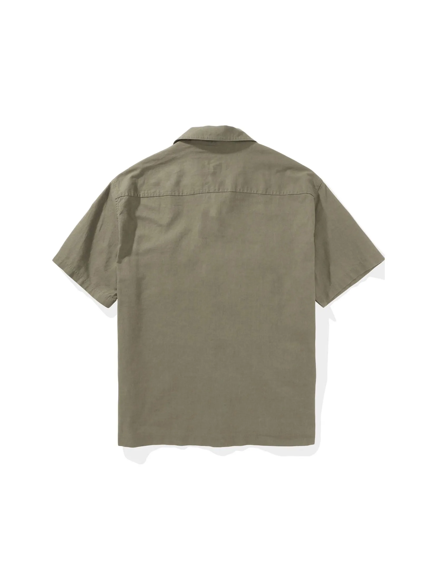 AMERICAN EAGLE MEN OLIVE TINT SS OVERSIZED CAMP COLLAR CURTIS LINEN SHIRT 309 OLIVE