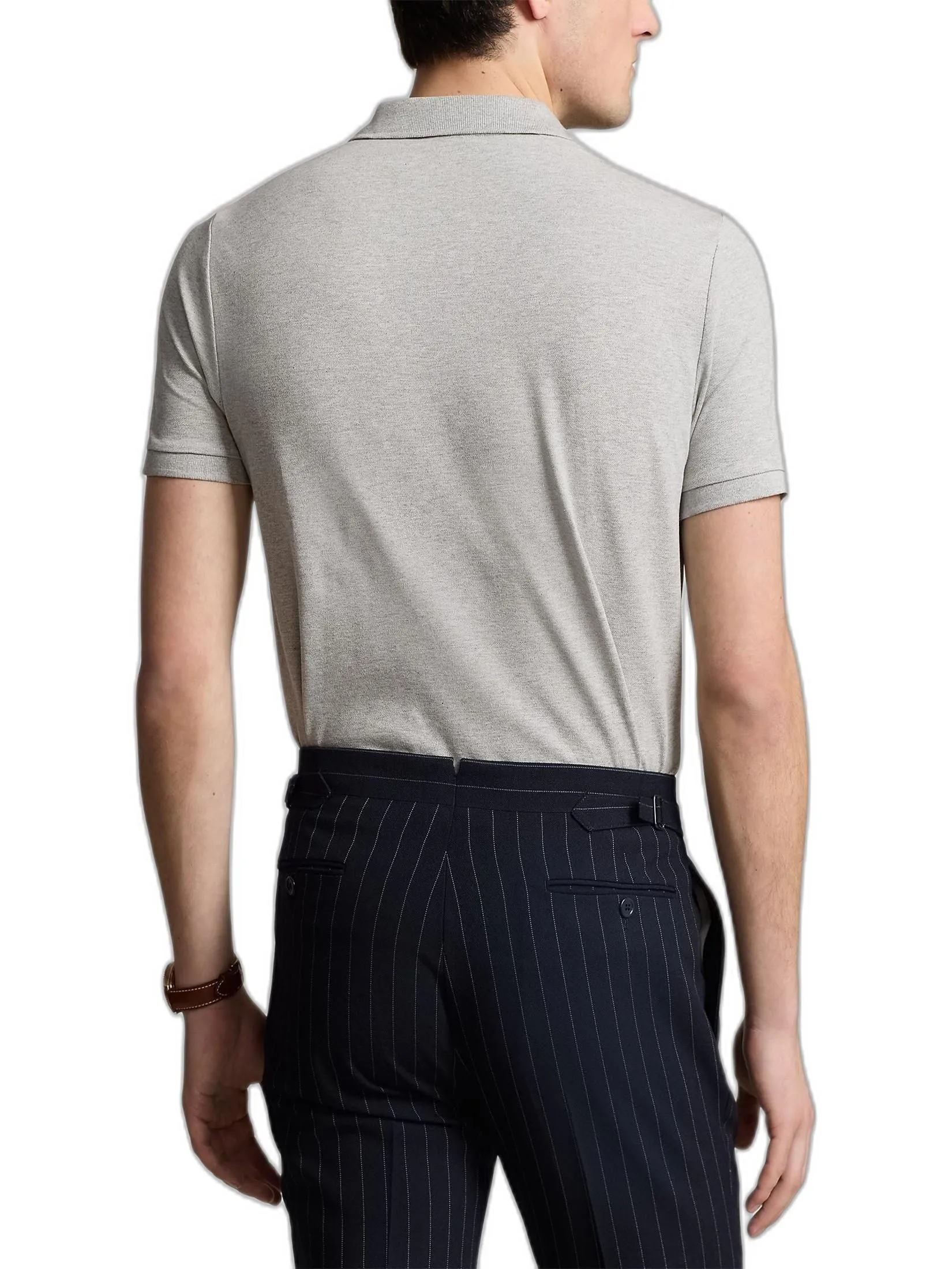 POLO RALPH LAUREN Men Polo-Custom Slim Fit Stretch Mesh Polo Shirt MNPOKNI1N822992-Grey