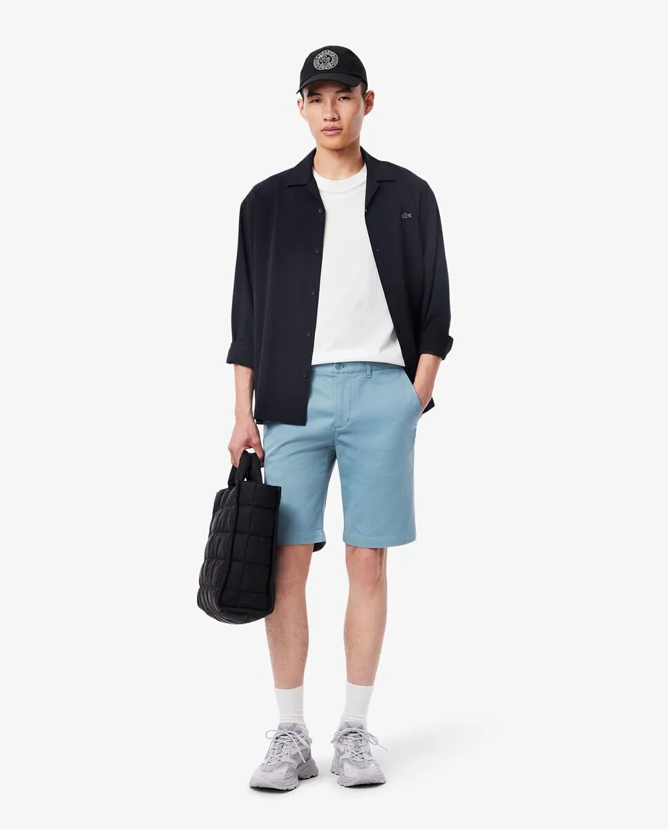 LACOSTE Slim Fit Stretch Cotton Chino Shorts Blue