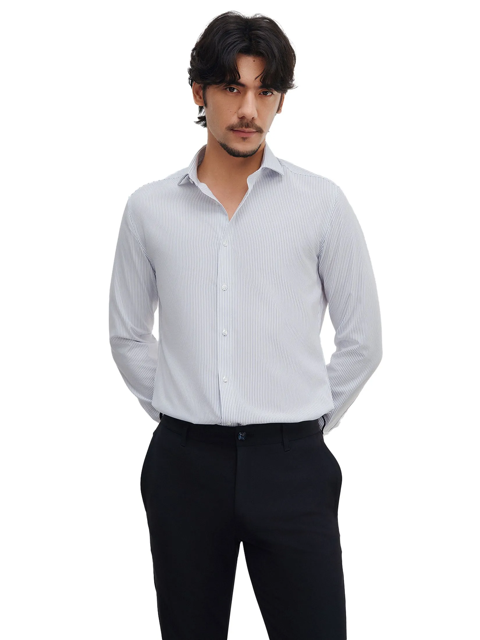 G2000 Men Clothing Non -Iron Quick Dry Stripe Shirt  Smart Fit - Blue Size - 5 EU