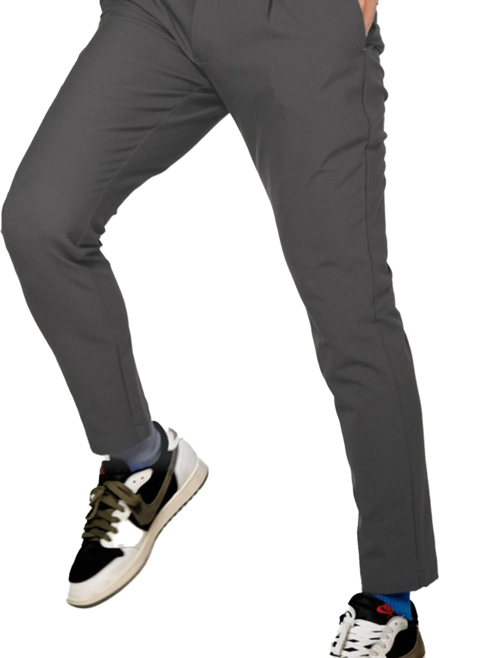 ERA-WON Men's  Cropped Skinny pants Golf fabric Grey