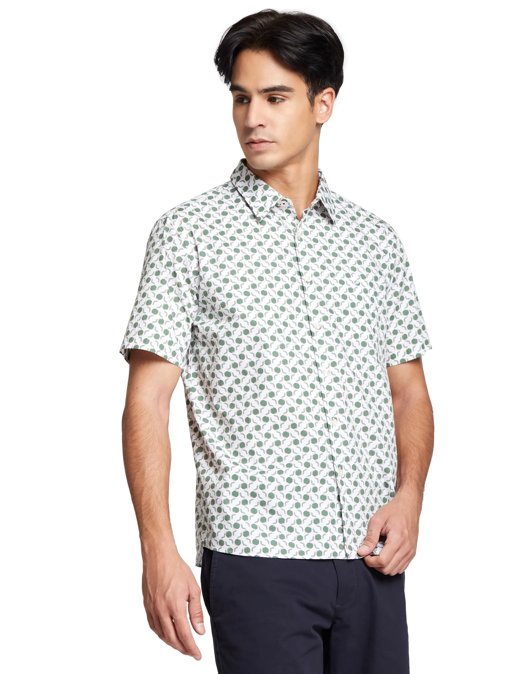 ALUMNUS Men Shirt Short Sleeves Dark Olive Green