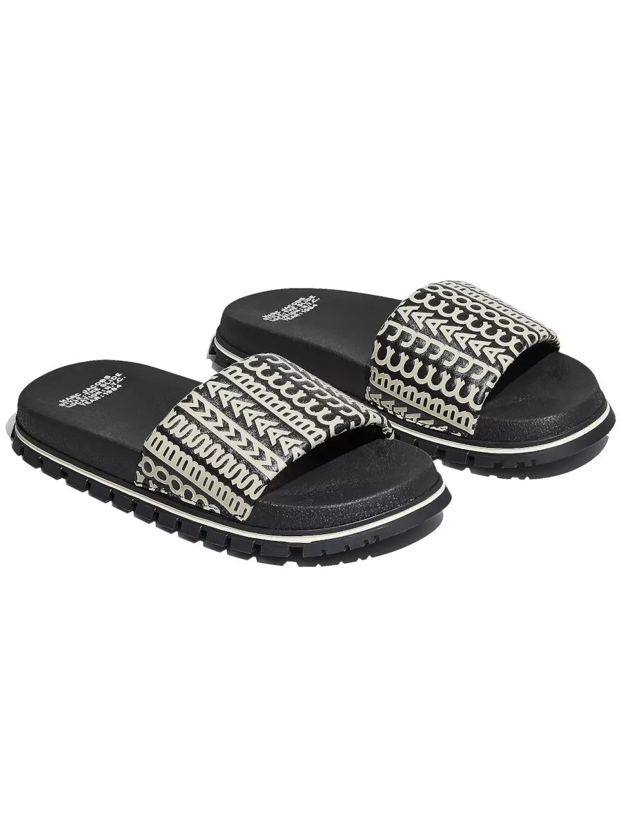 MARC JACOBS THE MONOGRAM SLIDE BLACK/WHITE