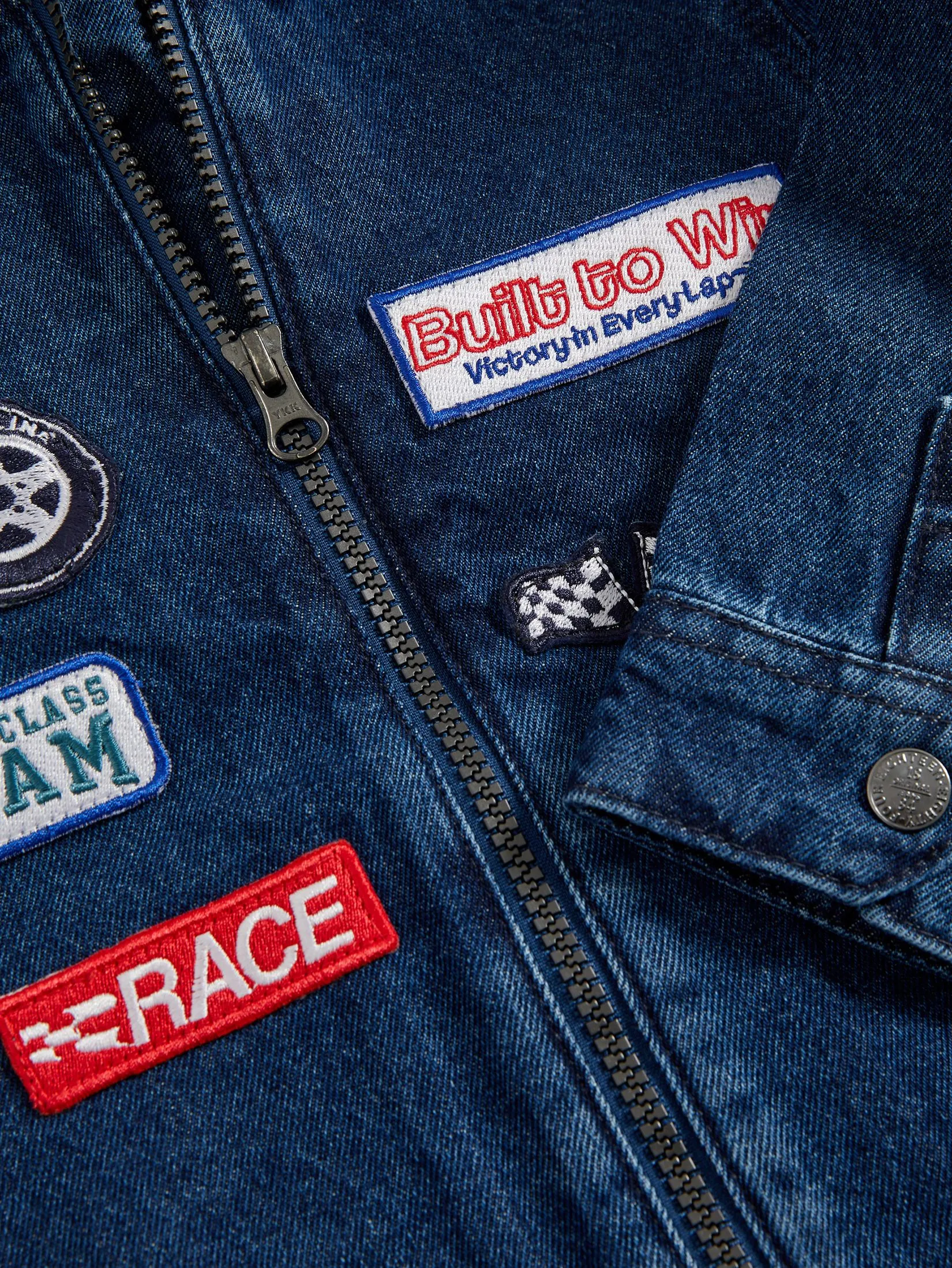 MARKS & SPENCER KIDS Boy Toddler Jacket Pure Cotton Badged Denim Denim