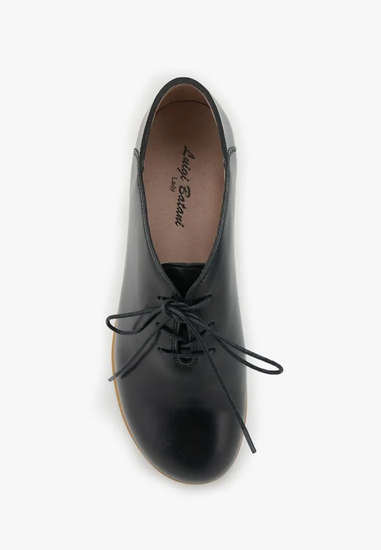 LUIGI BATANI Black Derby Leather Lace Up Shoes