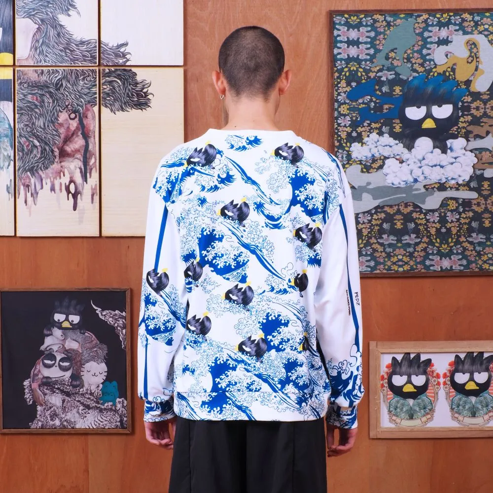 PEDZ WHITE  THE GREAT WAVE SWEATSHIRT