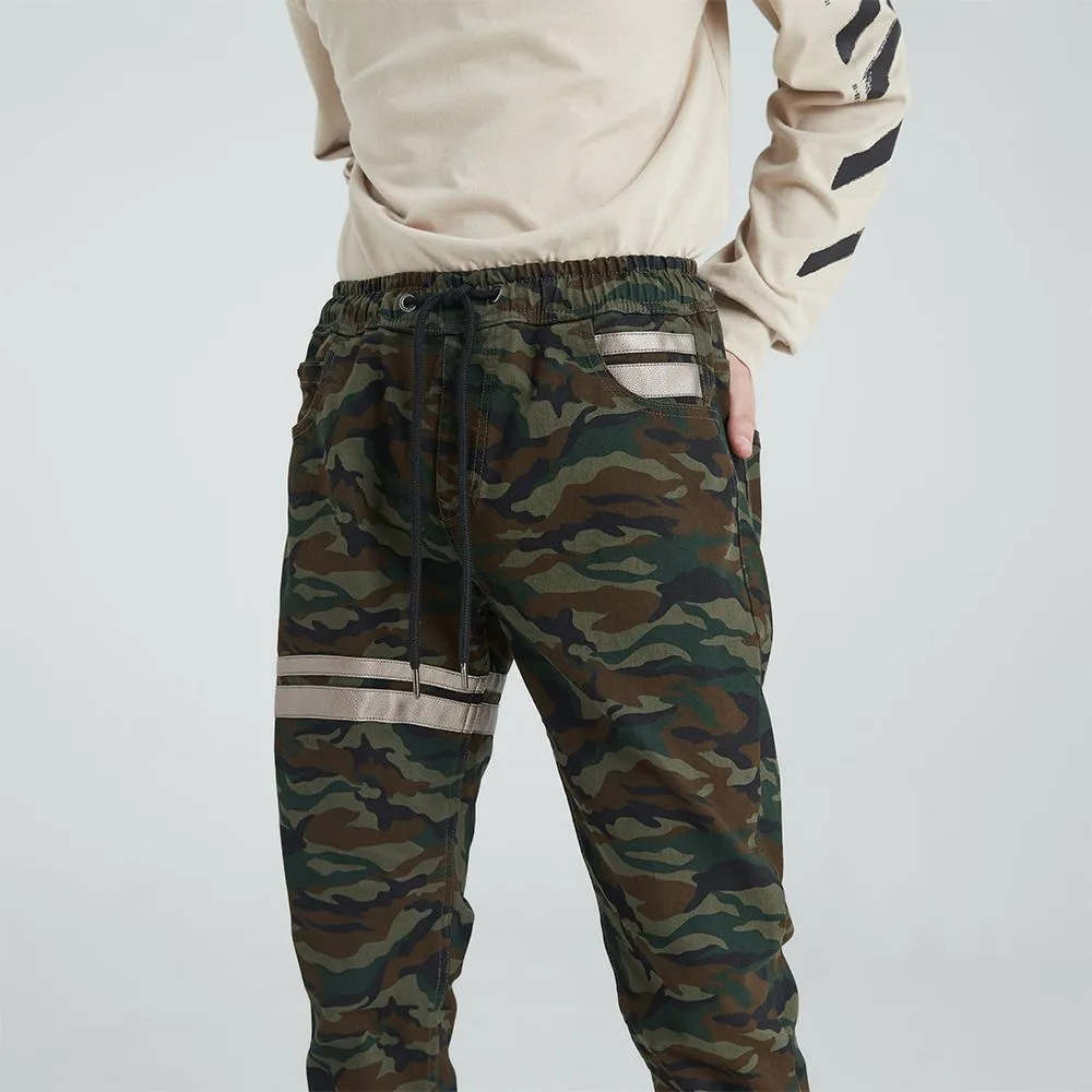 DAVIE JONES GREEN ELASTICATED CAMO JOGGER GP0023GR