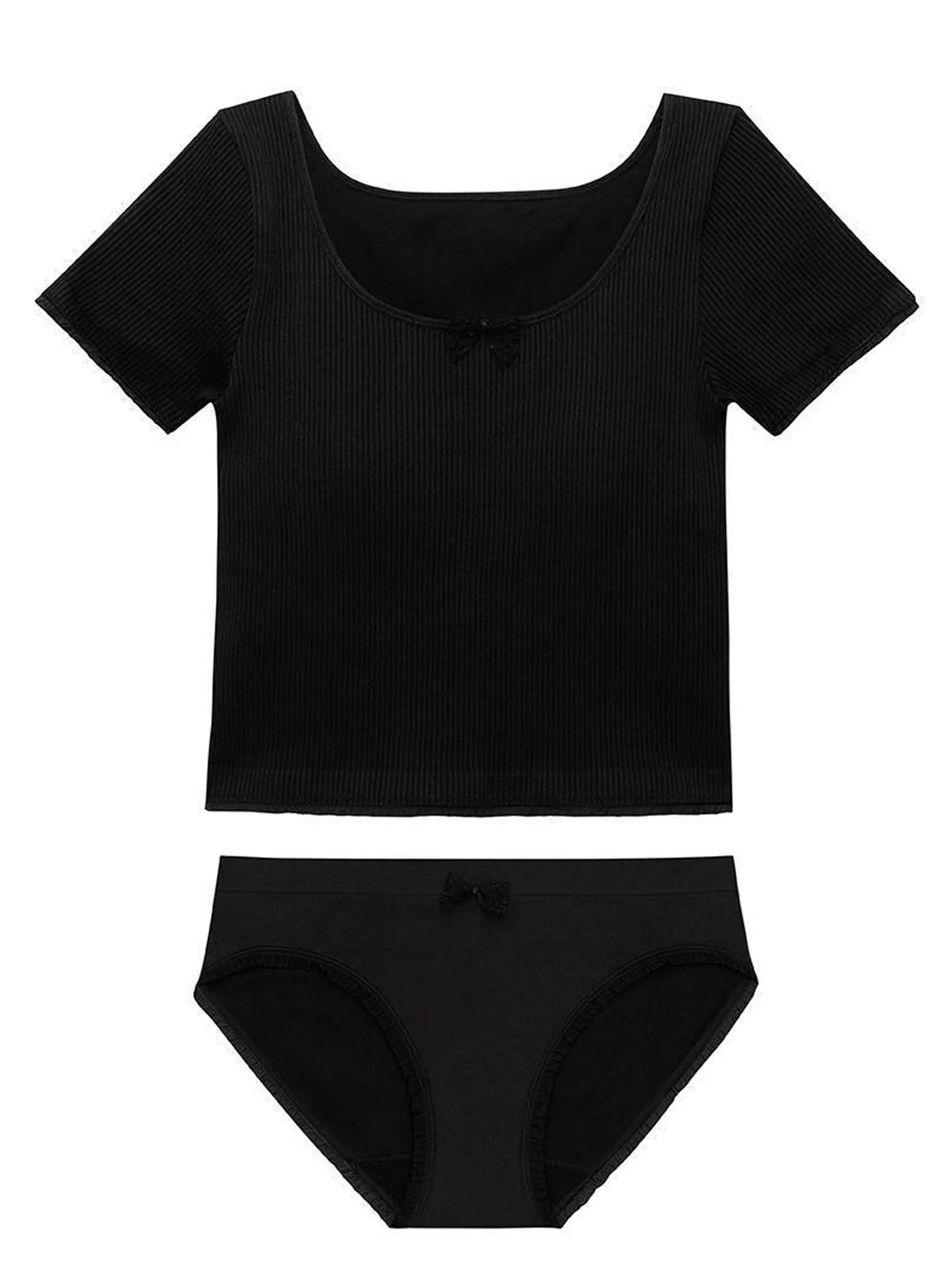 SABINA Bra Tops Crop top Woman Free seamless panty - Black