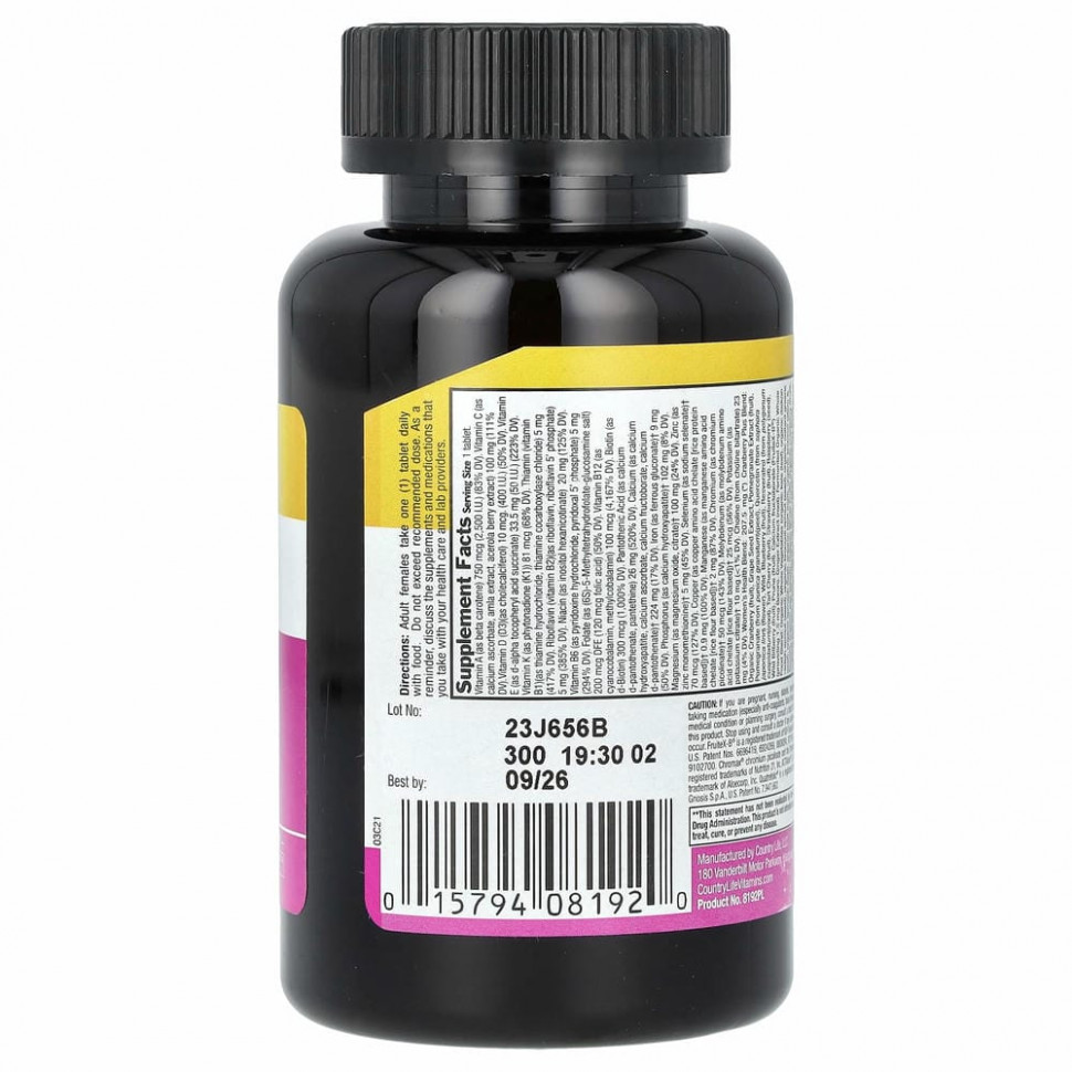 Country Life, Мультивитамины Core Daily-1 для женщин, 60 таблеток