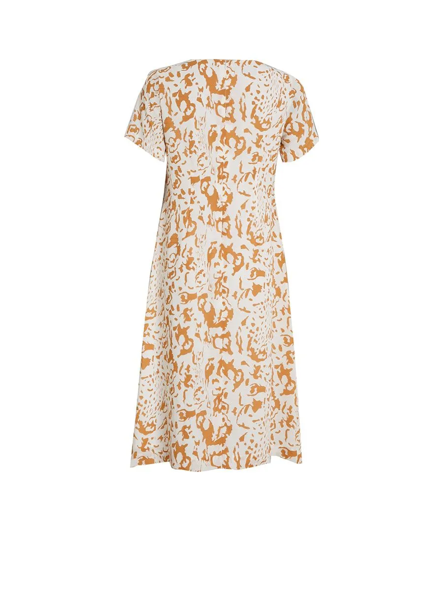 ELITE Beige Graphic Print Dress No.E98P174064