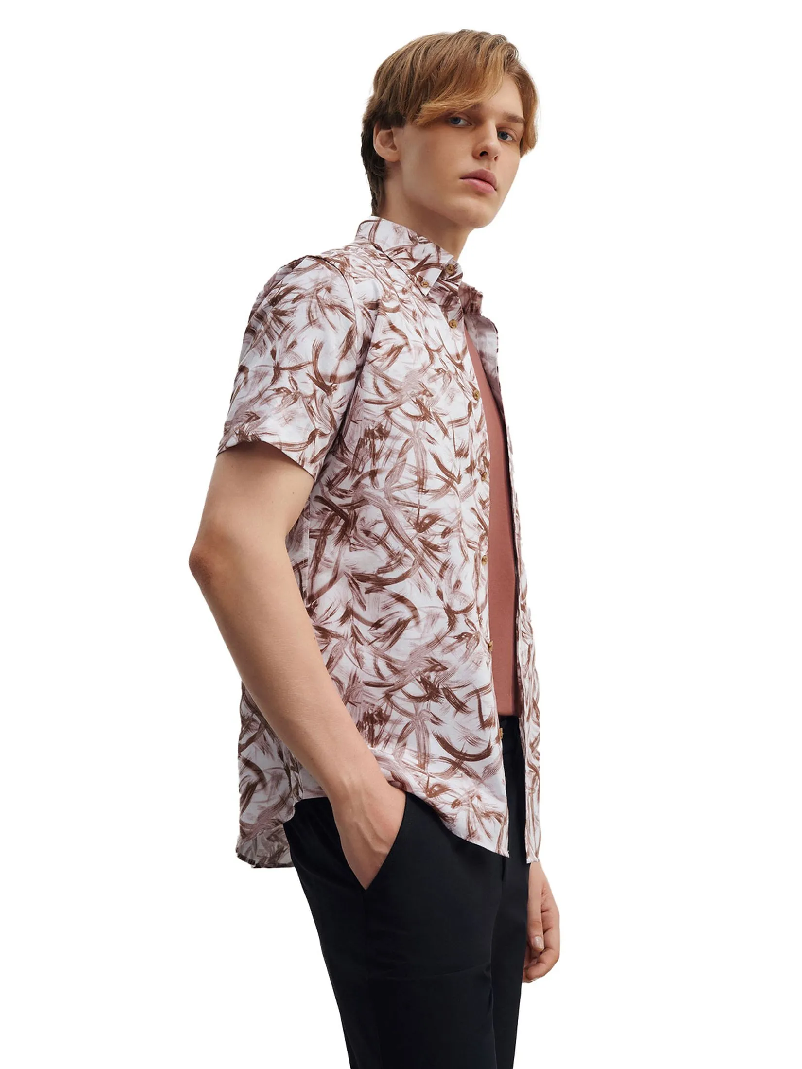 G2000 Men Clothing Wrinkle Free Cotton Smart Fit Short Sleeve Casual Shirt  Smart Fit - Brown