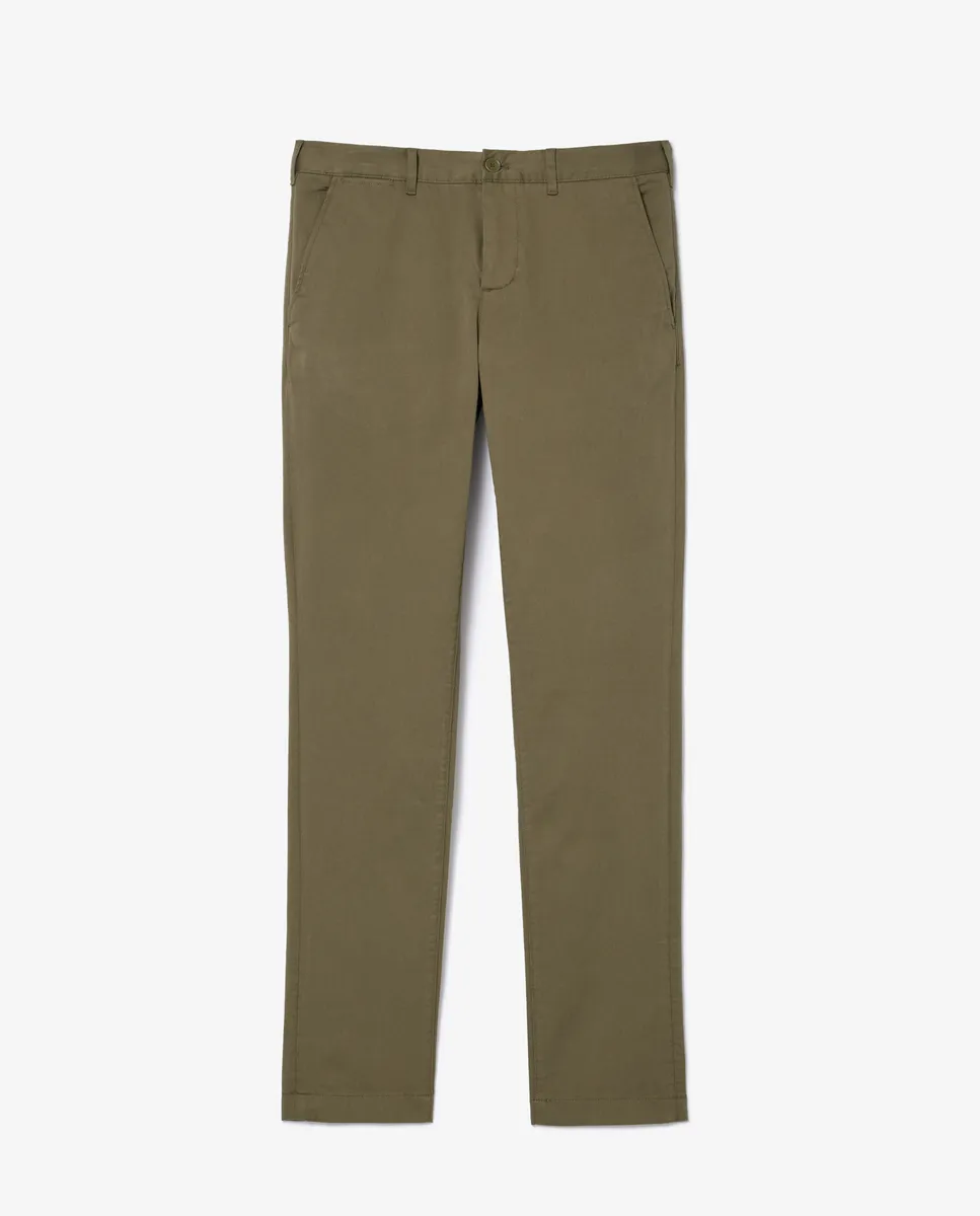 LACOSTE Men’s New Classic Slim Fit Stretch Cotton Trousers Khaki Green