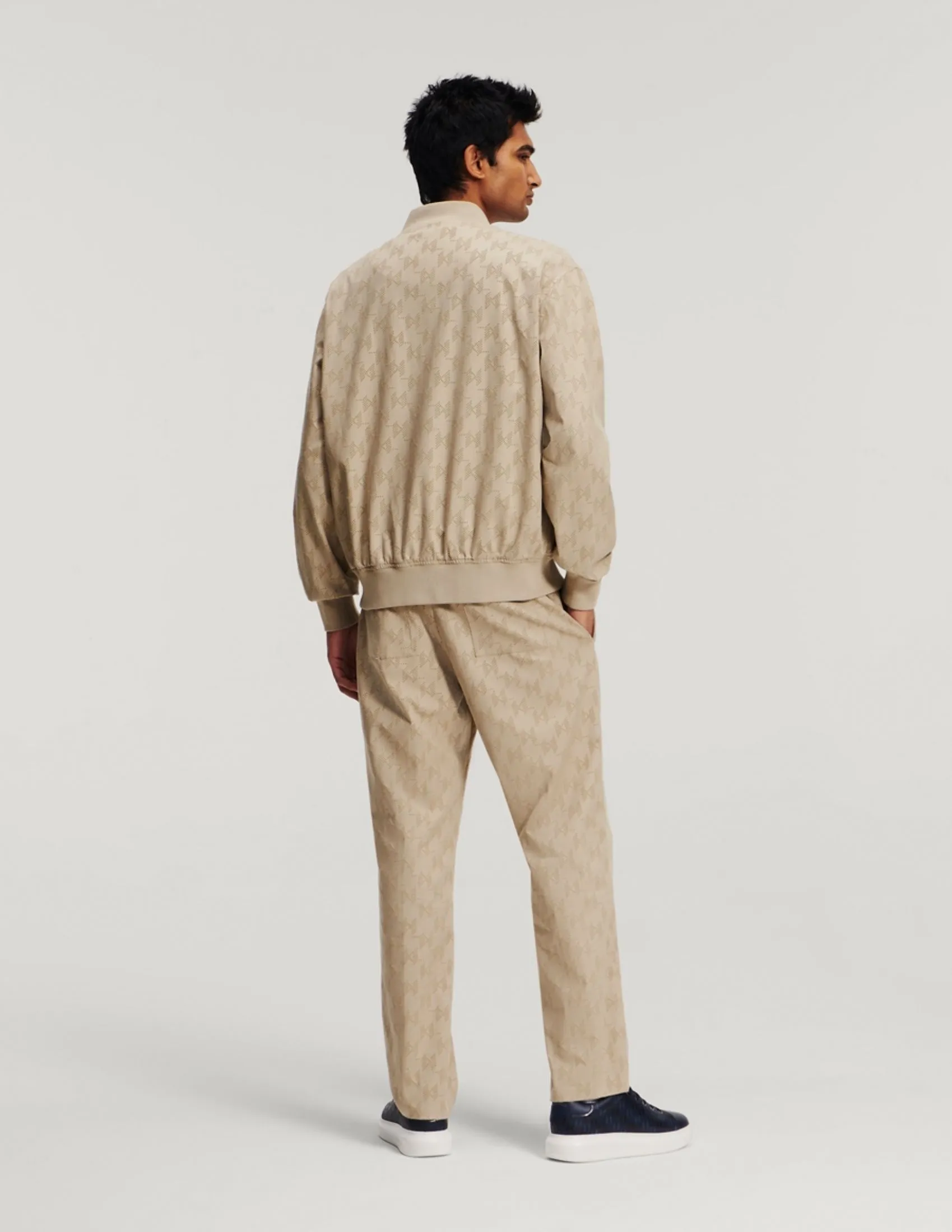 KARL LAGERFELD RTW-1 HUN'S PICK PERFORATED MEN BOMBER HUMMUS