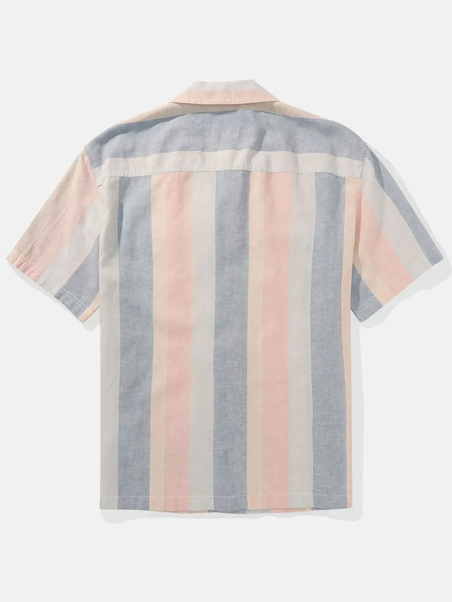 AMERICAN EAGLE MEN TAO STRIPE SS OVERSIZED CAMP COLLAR 2 PKT CURTIS LINEN SHIRT 900 MULTI