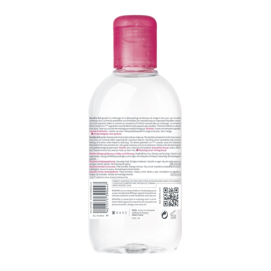 BIODERMA Sensibio H2O Makeup Remover Cleansing Water 250 ml.