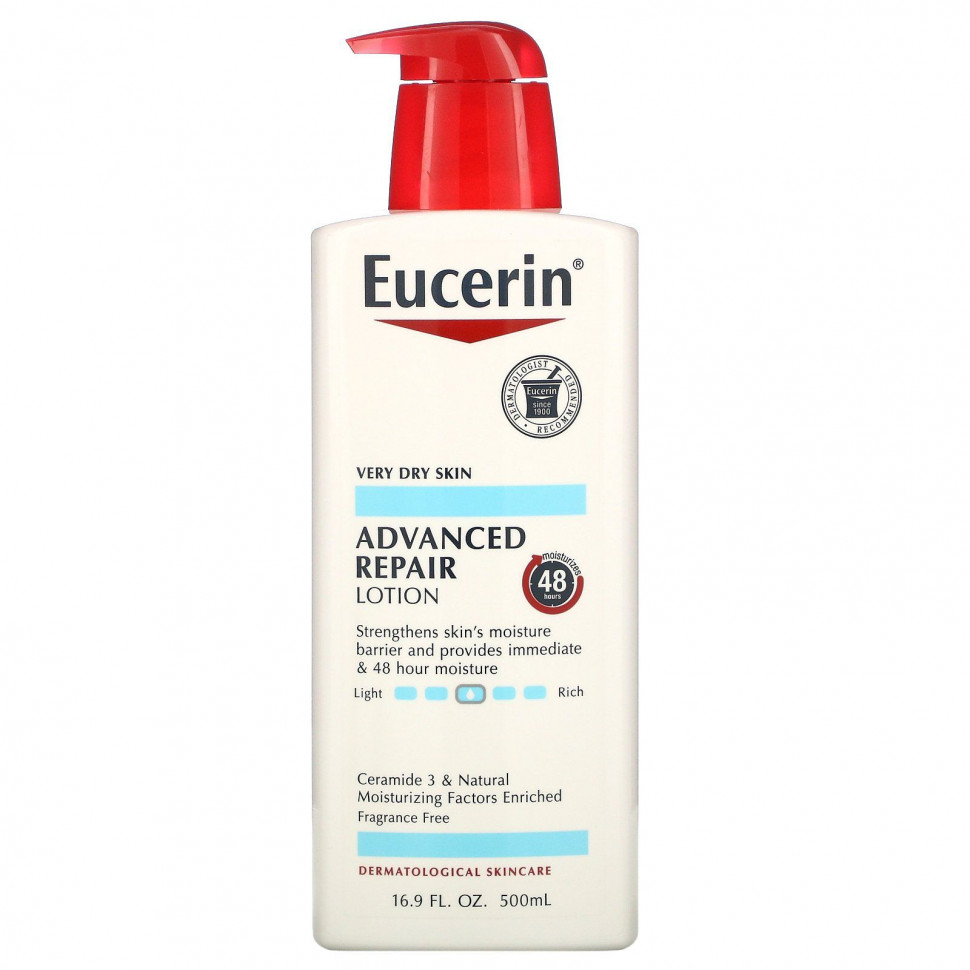 Eucerin, улучшенный восстанавливающий лосьон, без запаха, 500 мл (16,9 жидких унций)