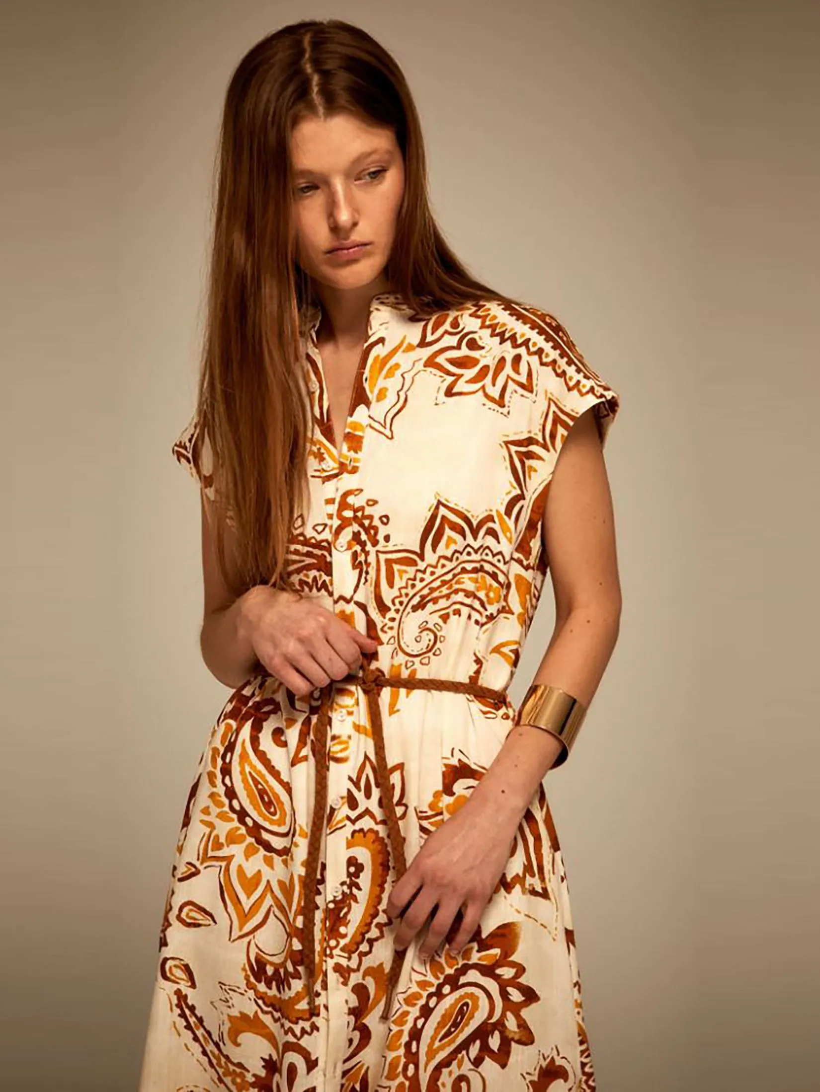 SFERA Women Dress Print Dark Yellow