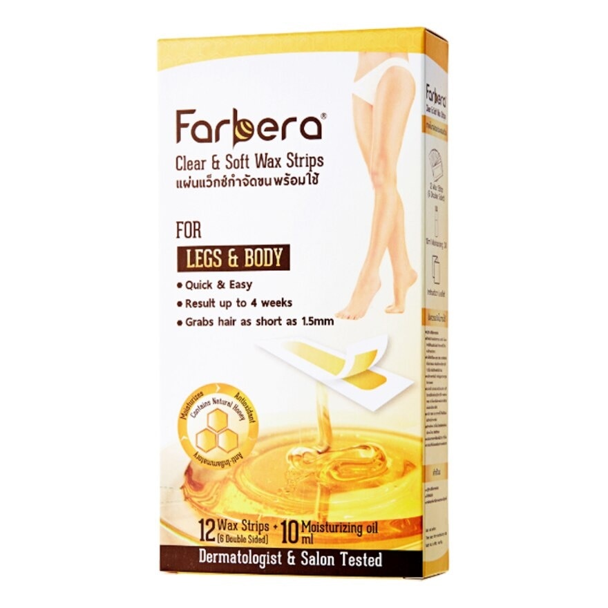 Farbera Clear  Soft Wax Strips (For Legs  Body) 12 Sheets