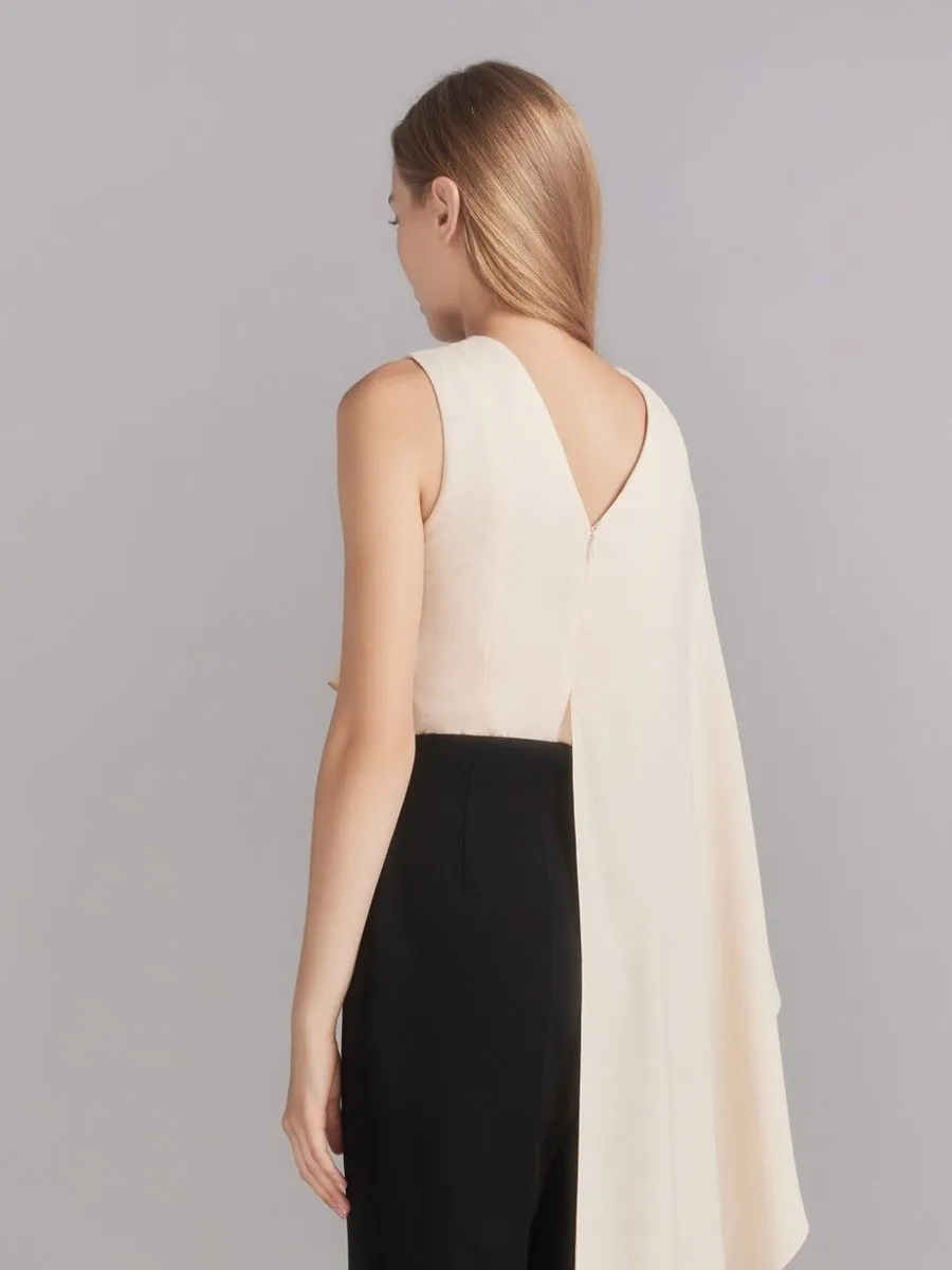 ASAVA (AW23) Rosette One-Shoulder Women Cape Blouse Ivory