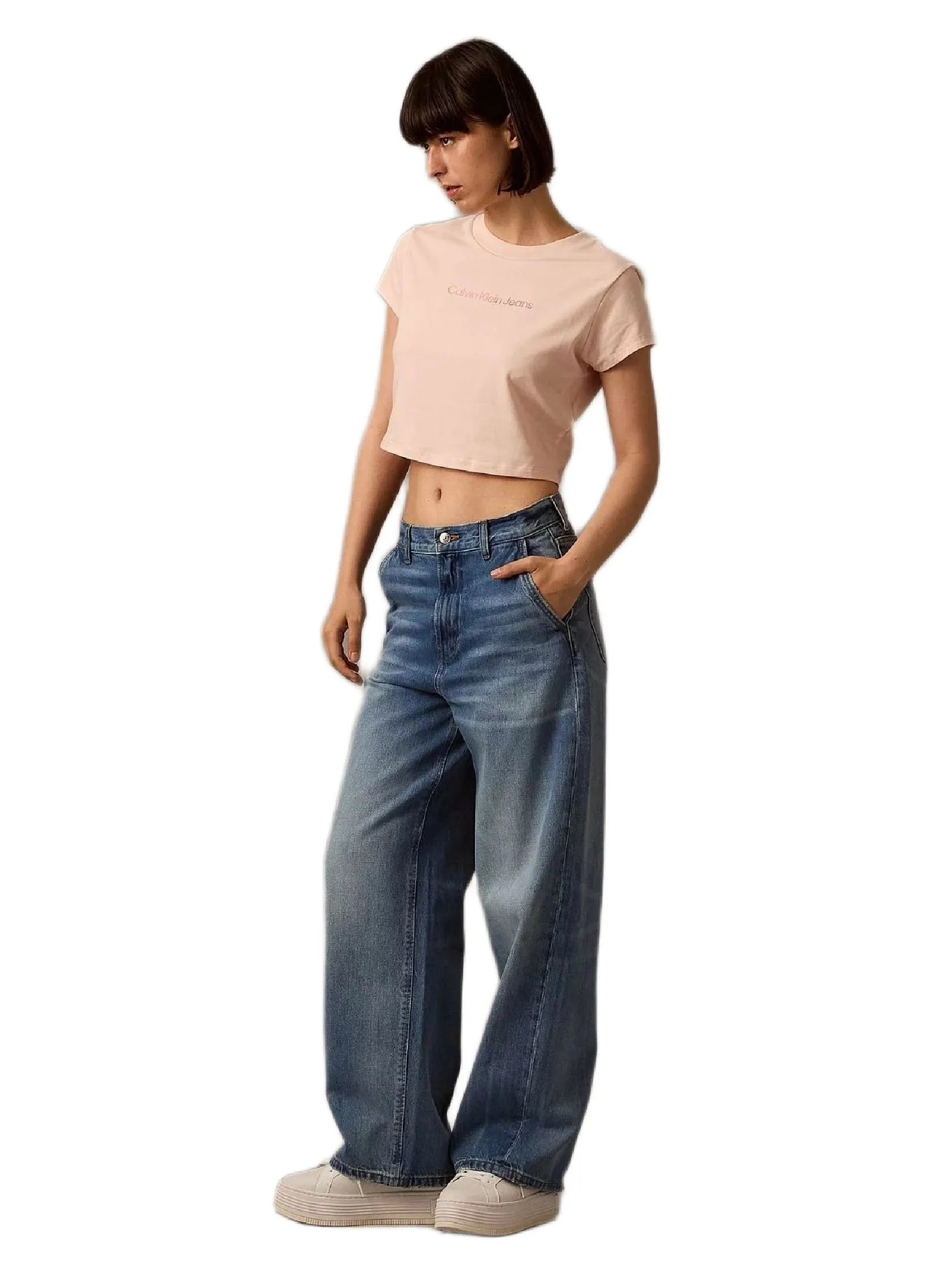 CALVIN KLEIN Women's Baby Short Sleeve T-Shirt Pink