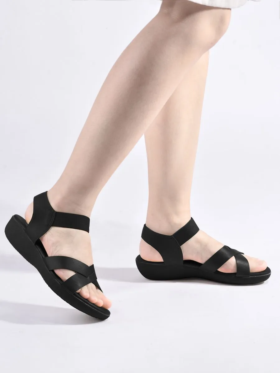 JOLI SNOB Black Comfort Sandals ACT-32363