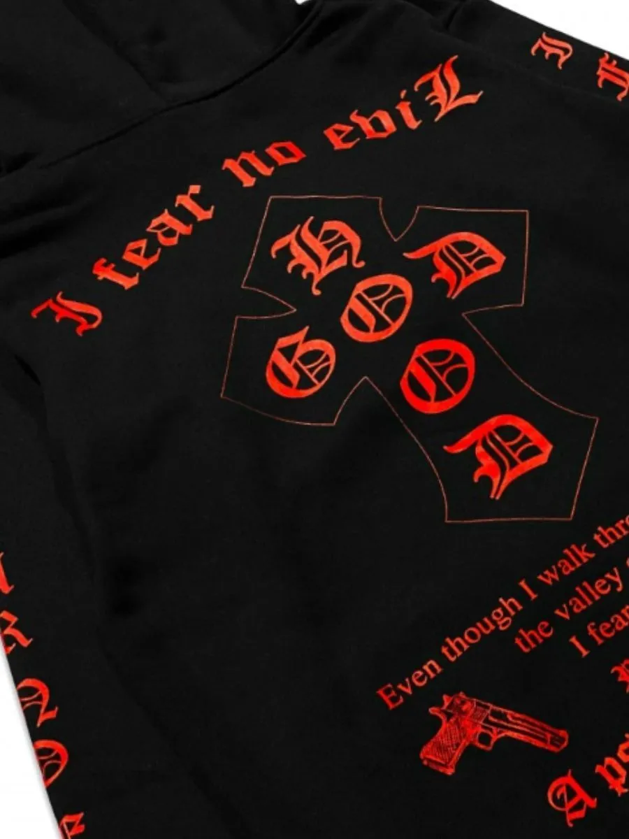 TZ WORLDWIDE Men HOODIE TZ I FEAR NO EVIL BLACK/RED