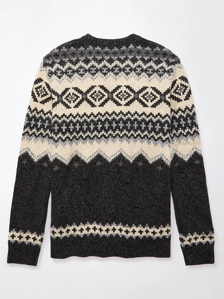 AMERICAN EAGLE MEN 1821 FAIRISLE CREW 001 BLACK