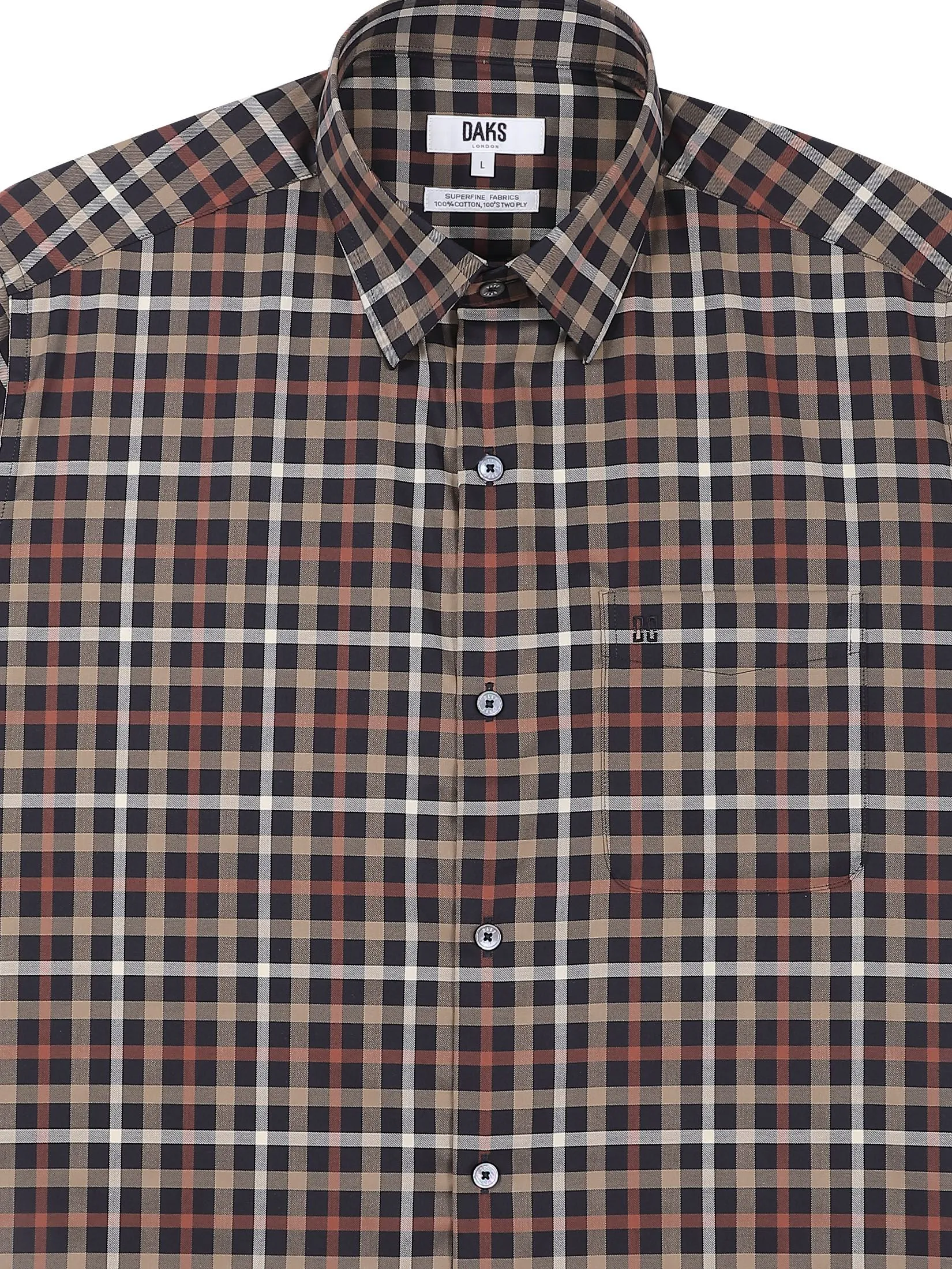 DAKS Men Long Sleeve Shirt Regular Fit Brown