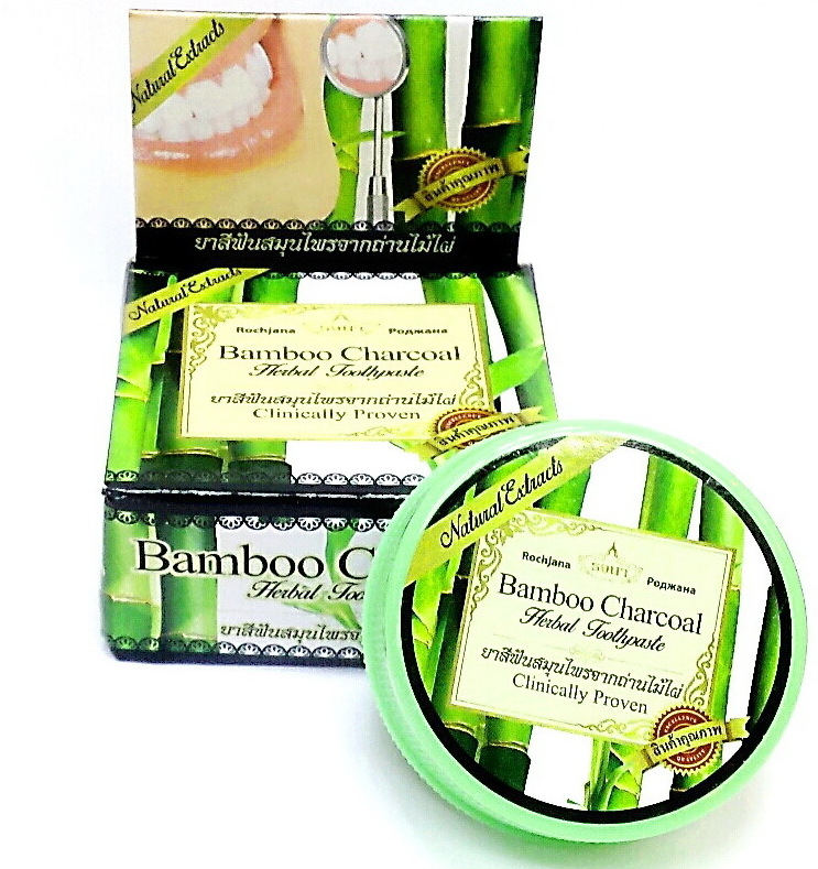 Круглая Зубная паста с углем бамбука Rochana 30 гр