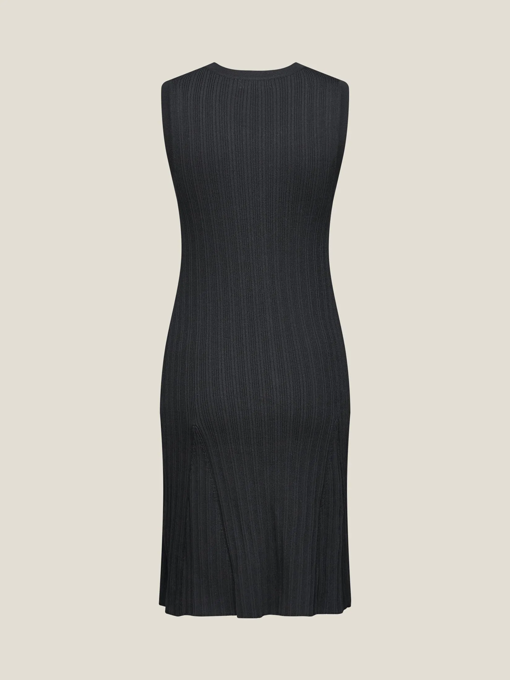 G2000 Women Clothing Crew Neck Rib Sweater Dress  A-Shape - Black