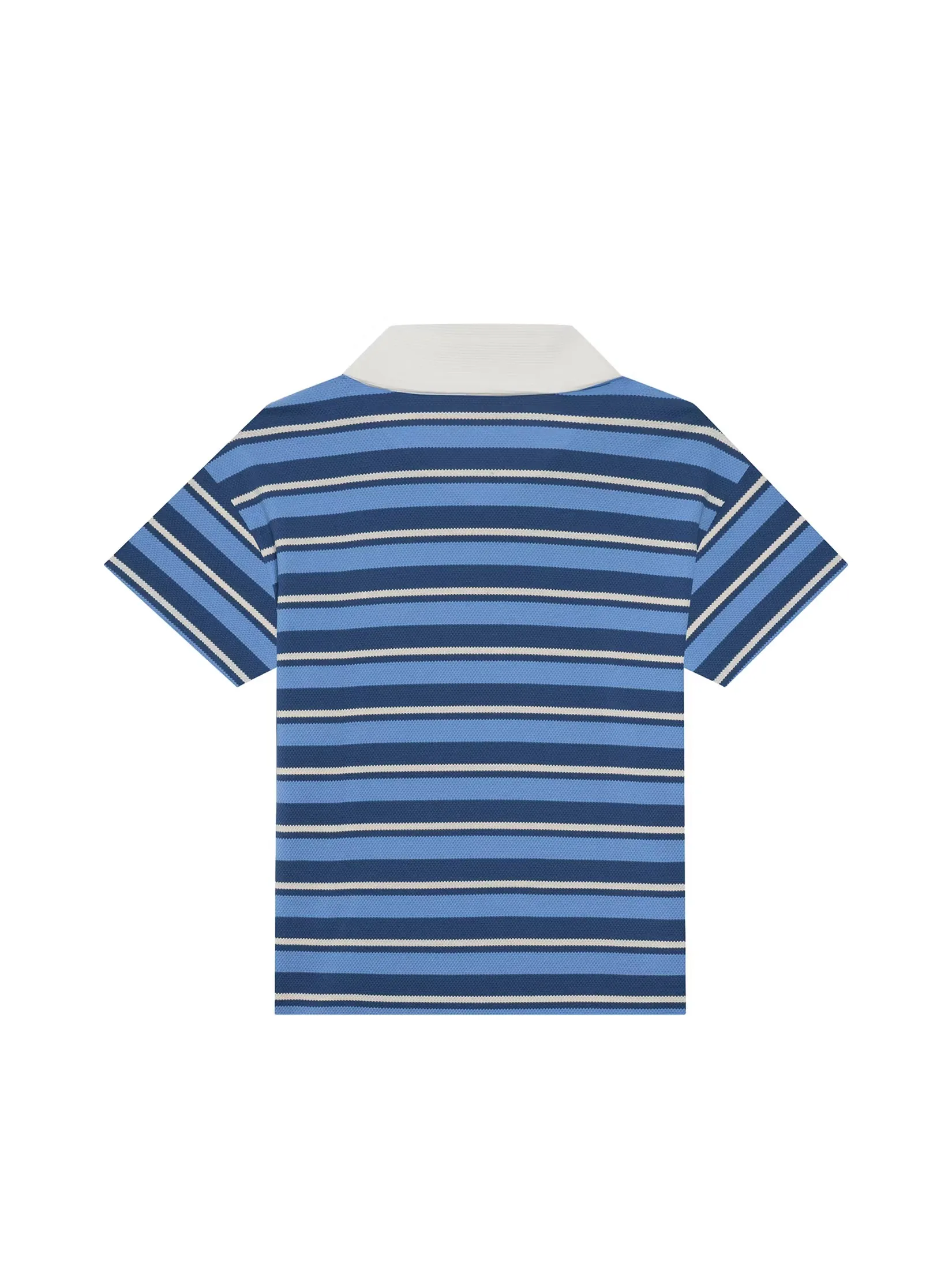 MOO [MOO 3/25]  Tennis Striped Knitted Polo Shirt Blue