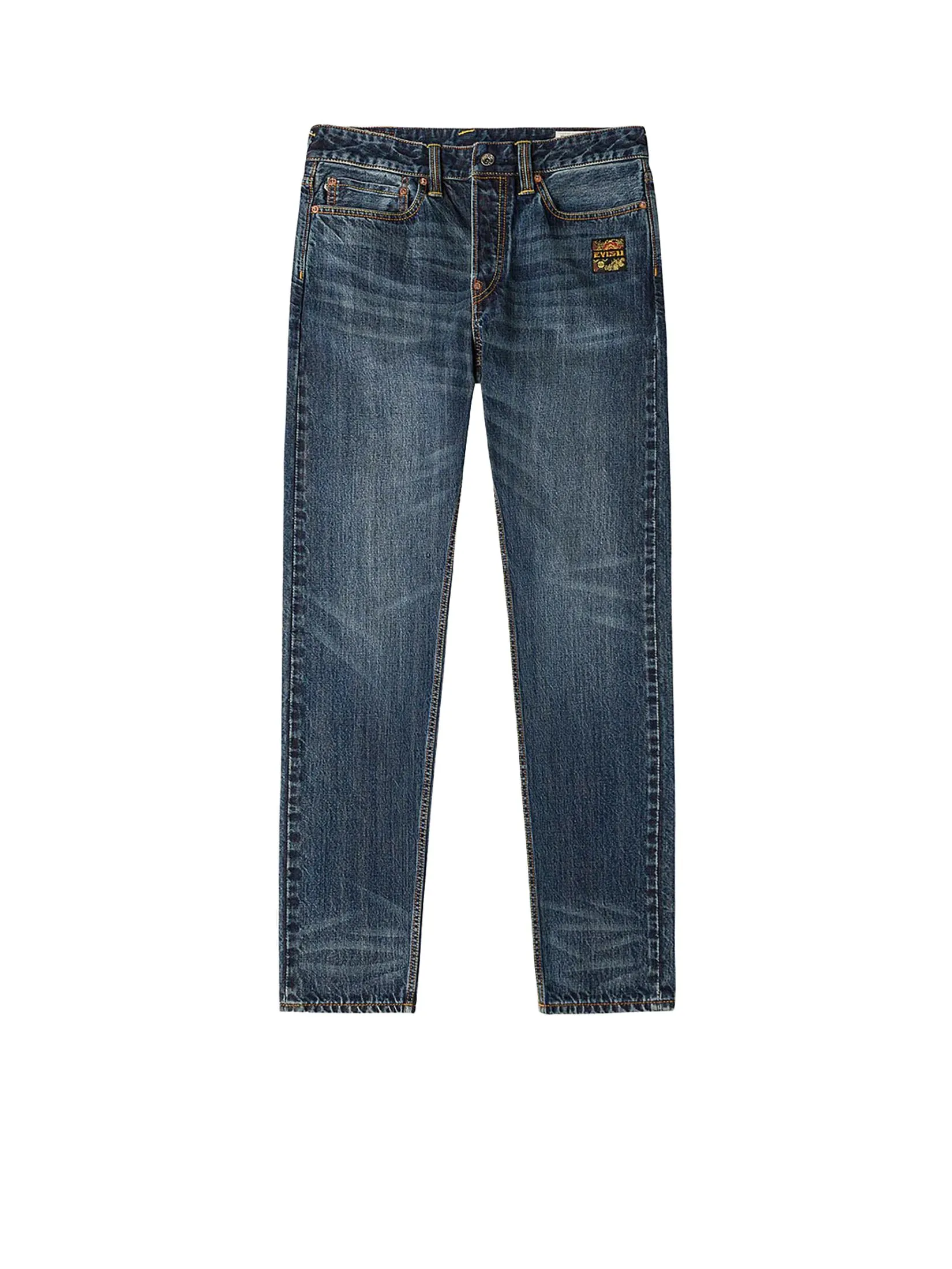 EVISU Men Jeans Brocade Patch Pocket Carrot Fit #2017 Navy