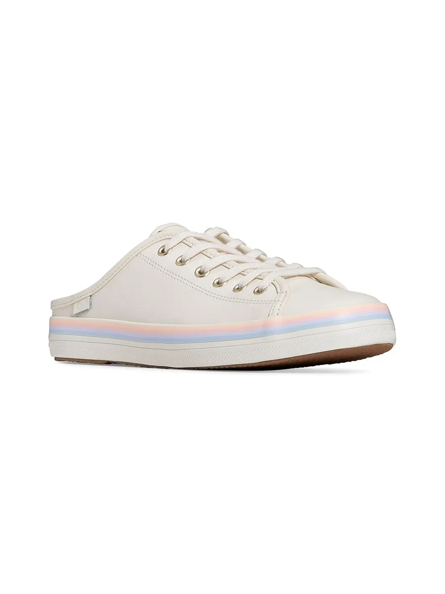 KEDS Women Kickstart Mule Leather Foxing Strip Egret/Multi