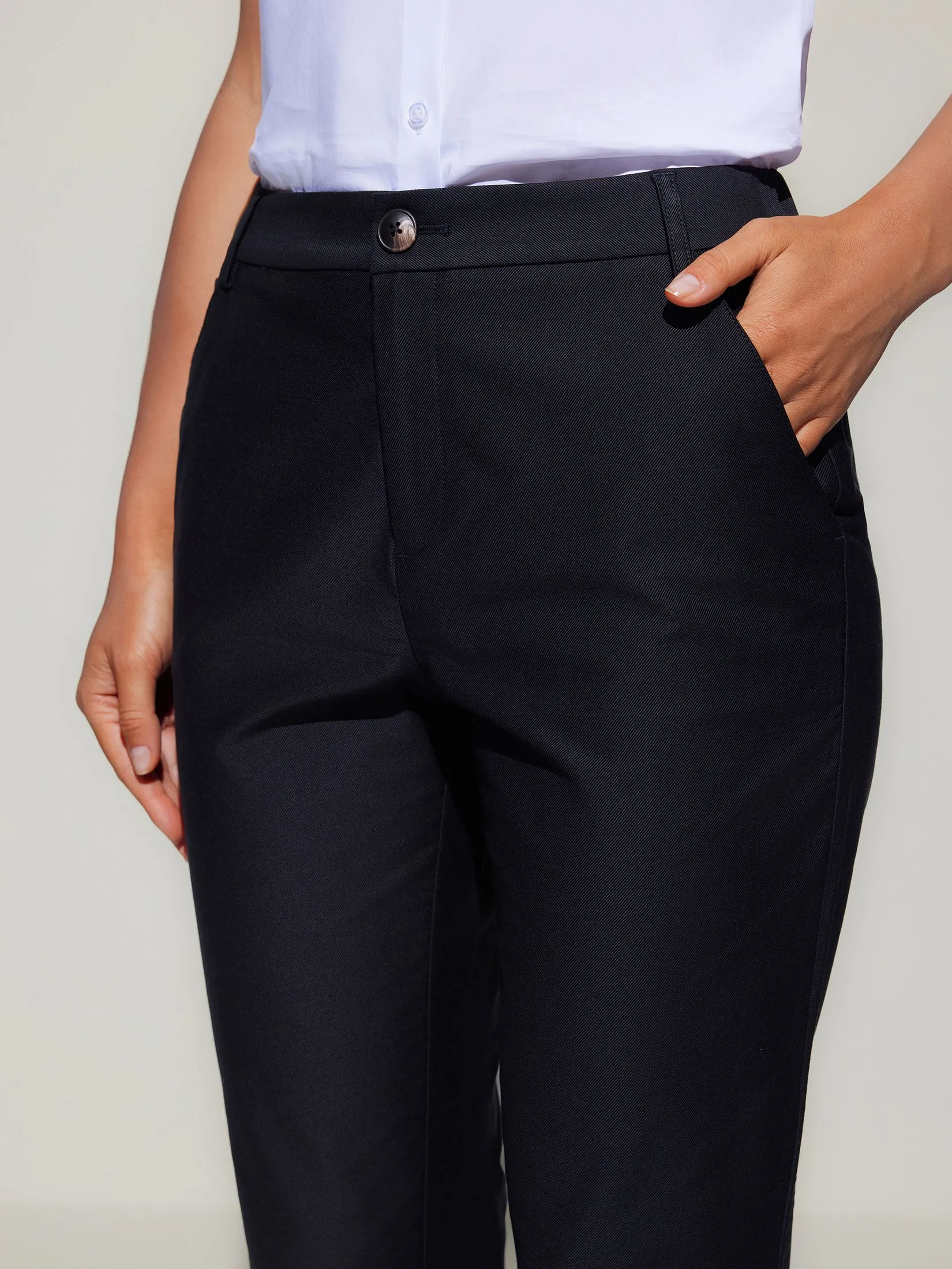 G2000 Women Clothing Cotton Modal Cropped Cigarette Casual Pants  Cropped Cigarette Shape - Black