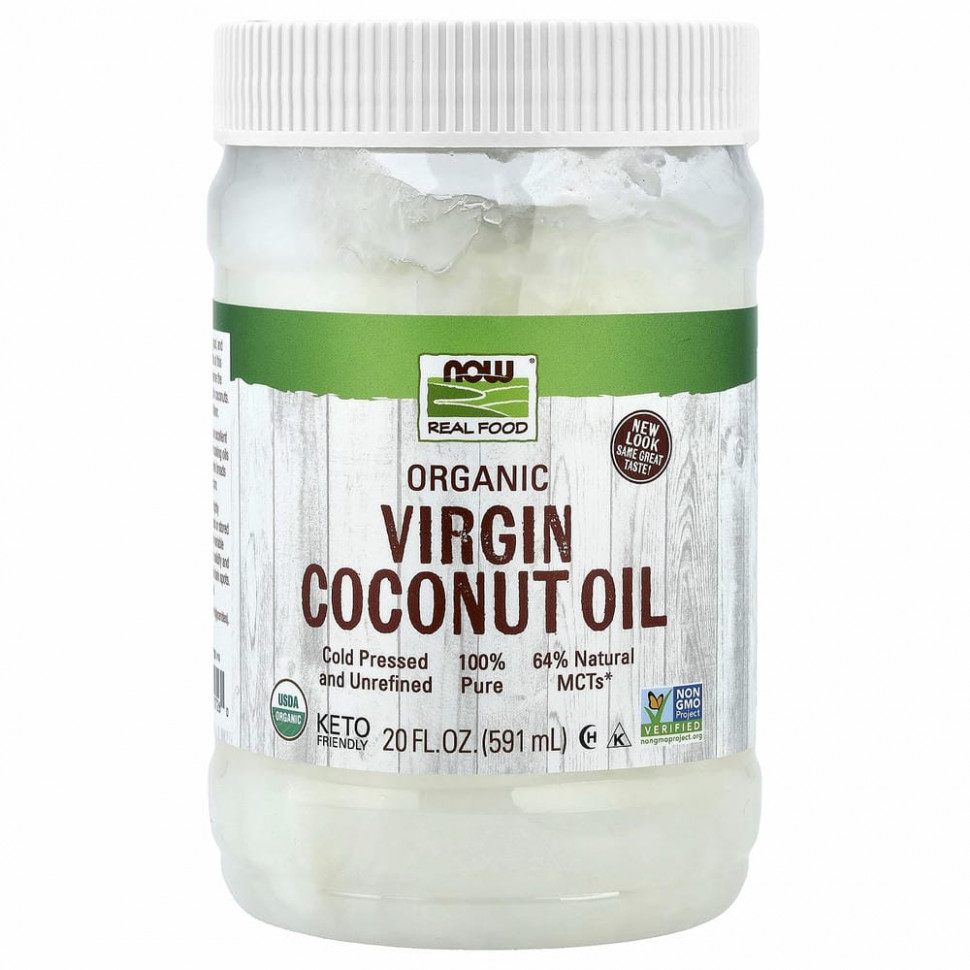 NOW Foods, Real Food, органическое кокосовое масло холодного отжима, 591 мл (20 жидк. унций)