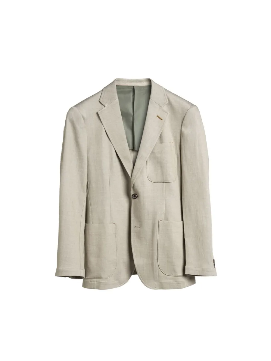 TAKEO KIKUCHI MEN BEIGE ECO DENIM STRETCH BLAZER