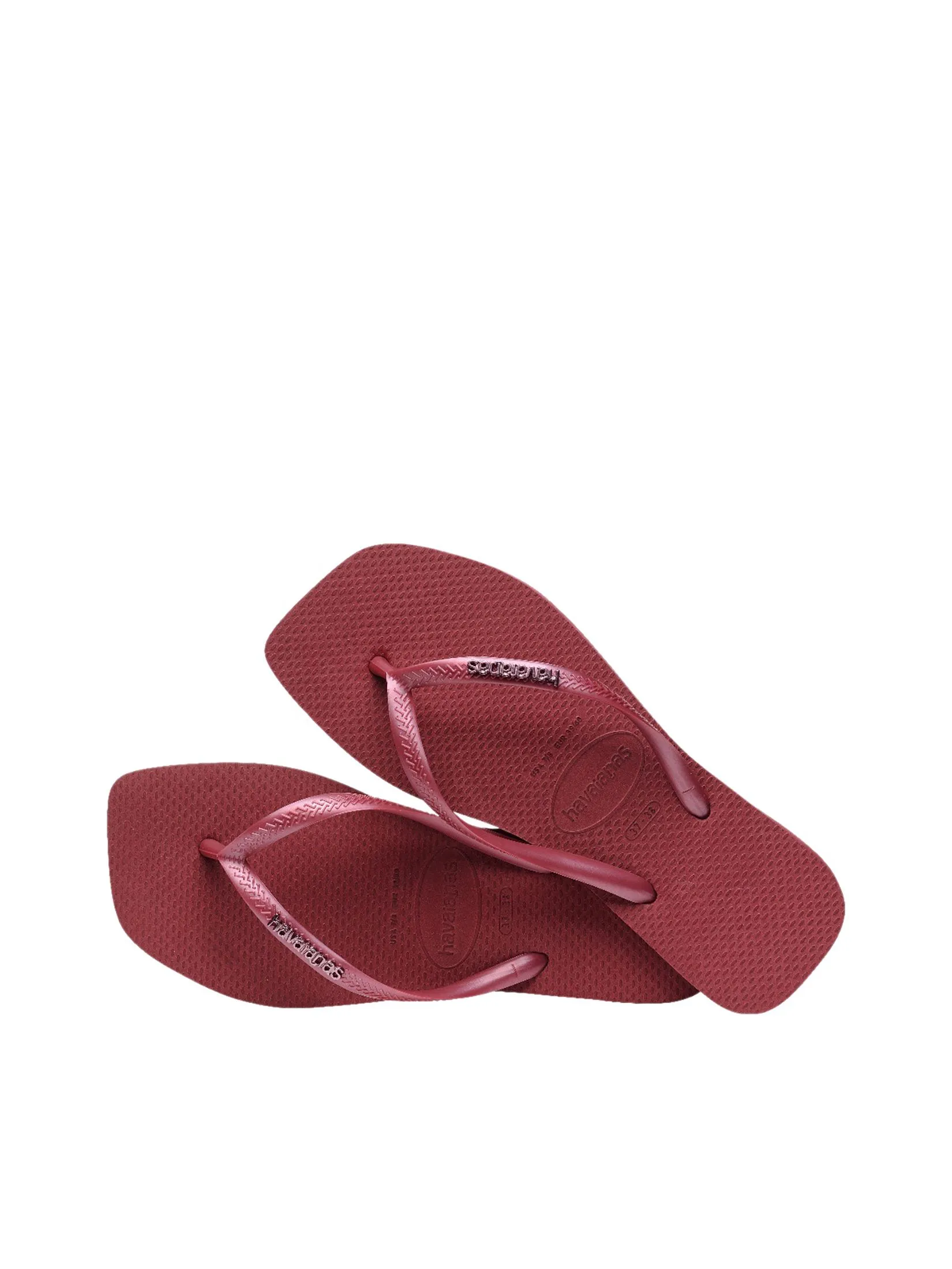 HAVAIANAS Unisex Flip Flops Slim Square Logo Metallic Red