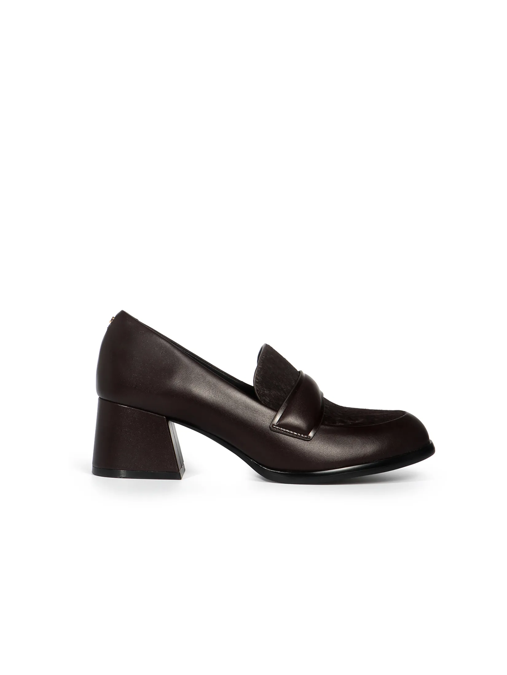 KENNETH COLE WOMEN HEELS ALINA LOAFER X ANNE THONGPRASOM /CHOCOLATE/CALF HAIR