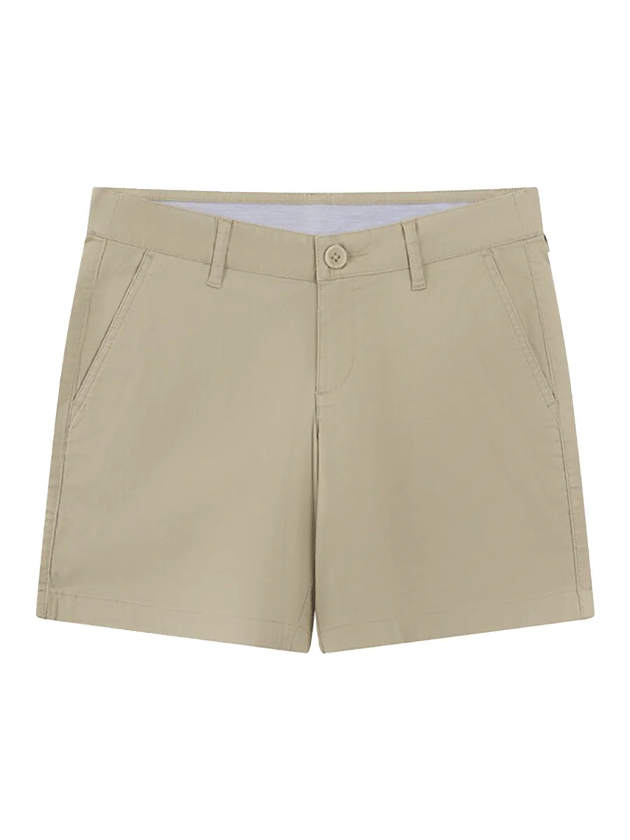 GIORDANO Women's Twill Mid-Rise Slim Fit Pocket Shorts (180 Elastic Waistband) Desert Khaki