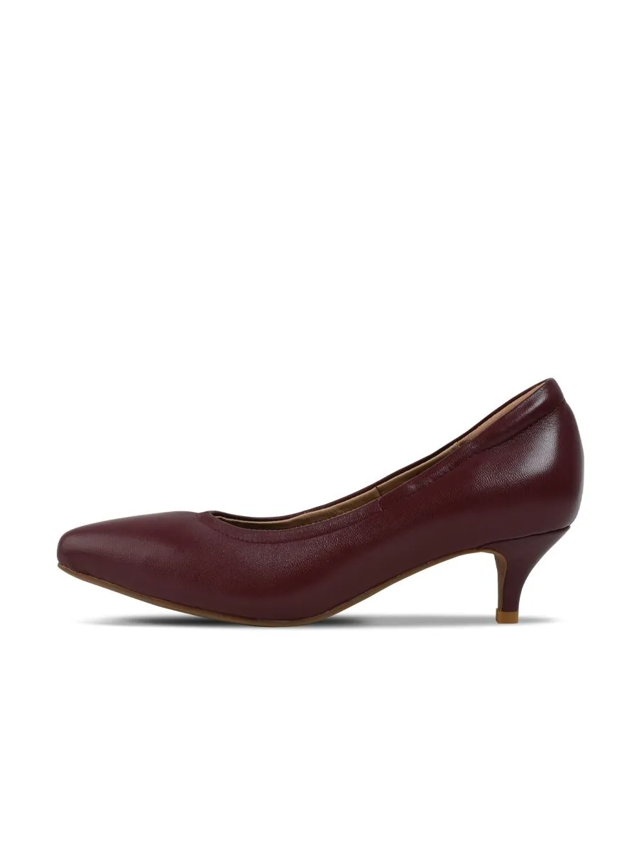 SIRENA Red Leather Court Shoes Pointed Toe High Heel 2 inch Carnation Size - 35 EU