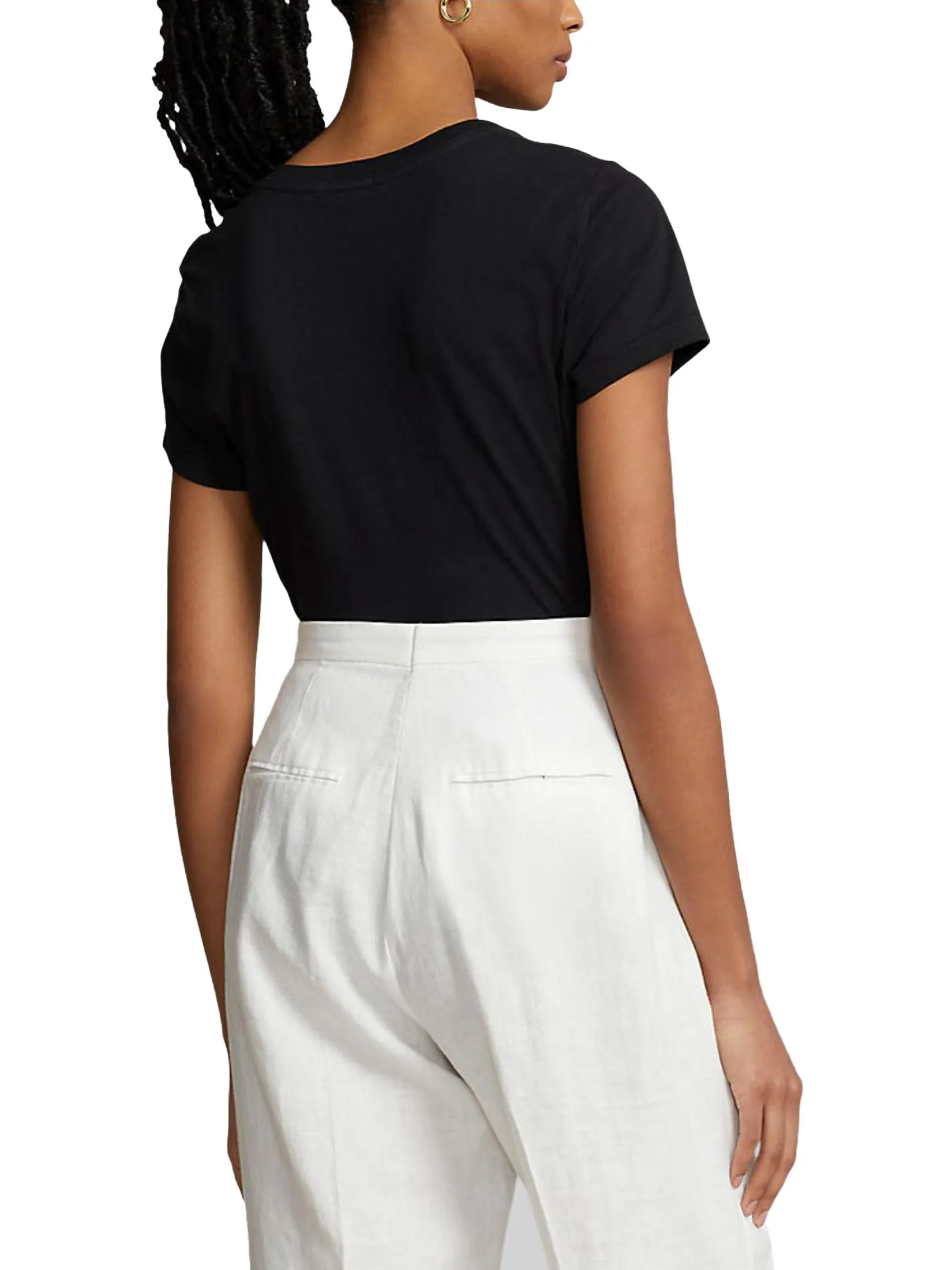 POLO RALPH LAUREN Women Tee-Cotton Jersey V-Neck Tee WMPOKNINCU20698-Black