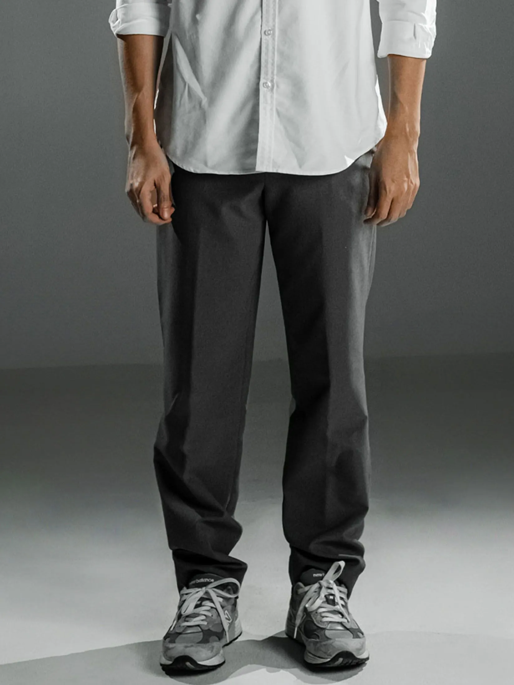 ERA-WON Men's Pants Relaxed workday Relaxed straight legs Light grey