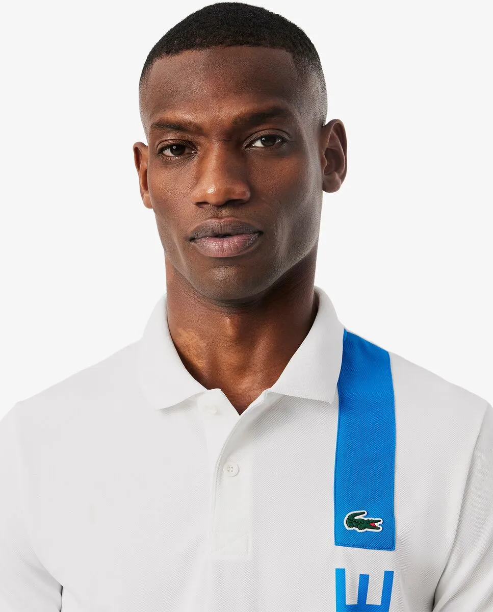 LACOSTE Ultra Dry Print Branding Sport Polo Shirt White