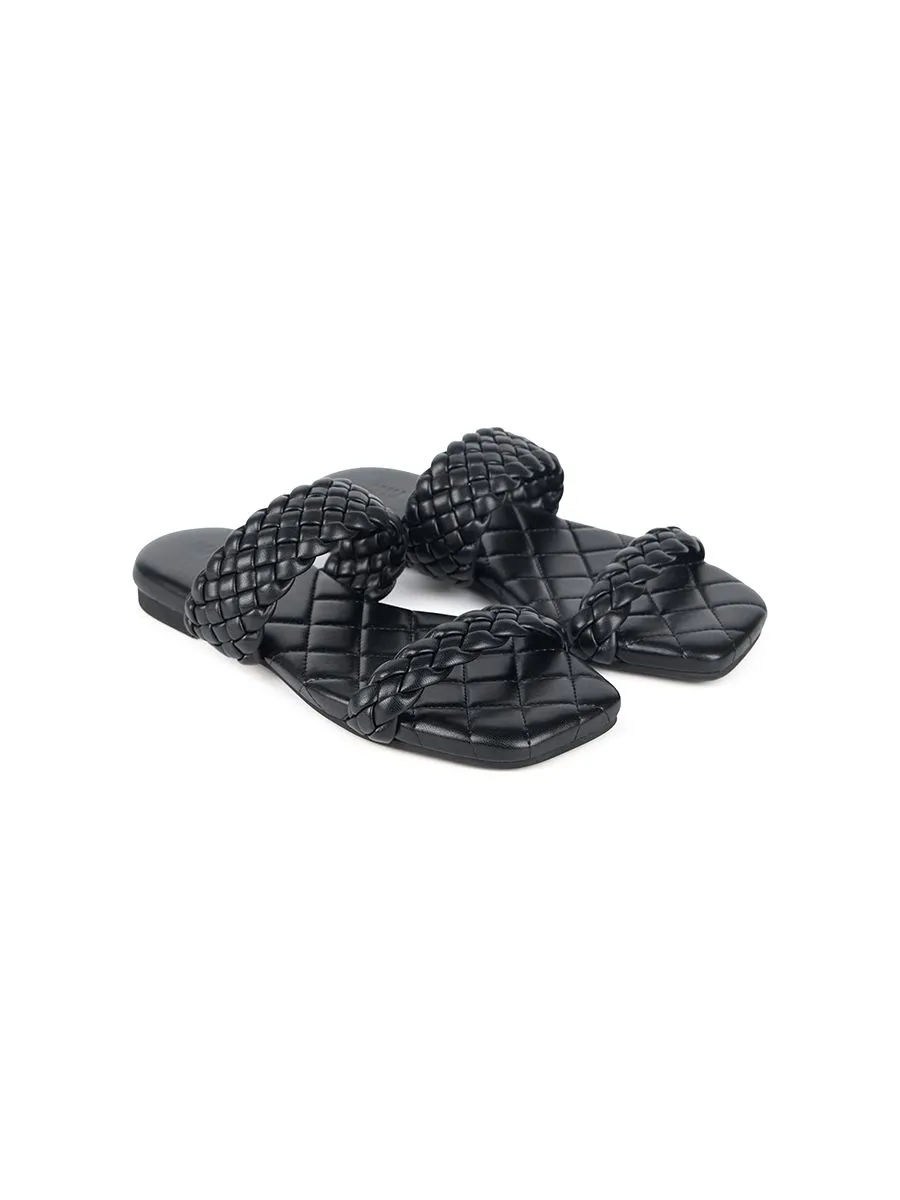 SHU WOMEN  PALETTE SOFT WOVEN SANDALS - BLACK