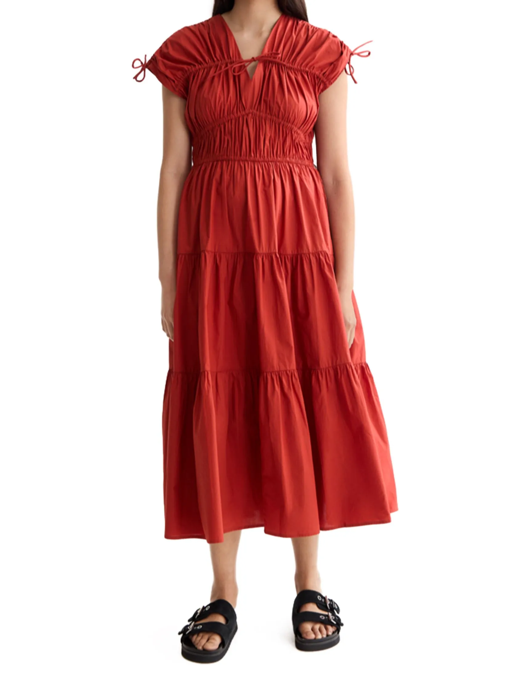 SCOTCH&SODA Women Midi Dress Gathered With Tied Details