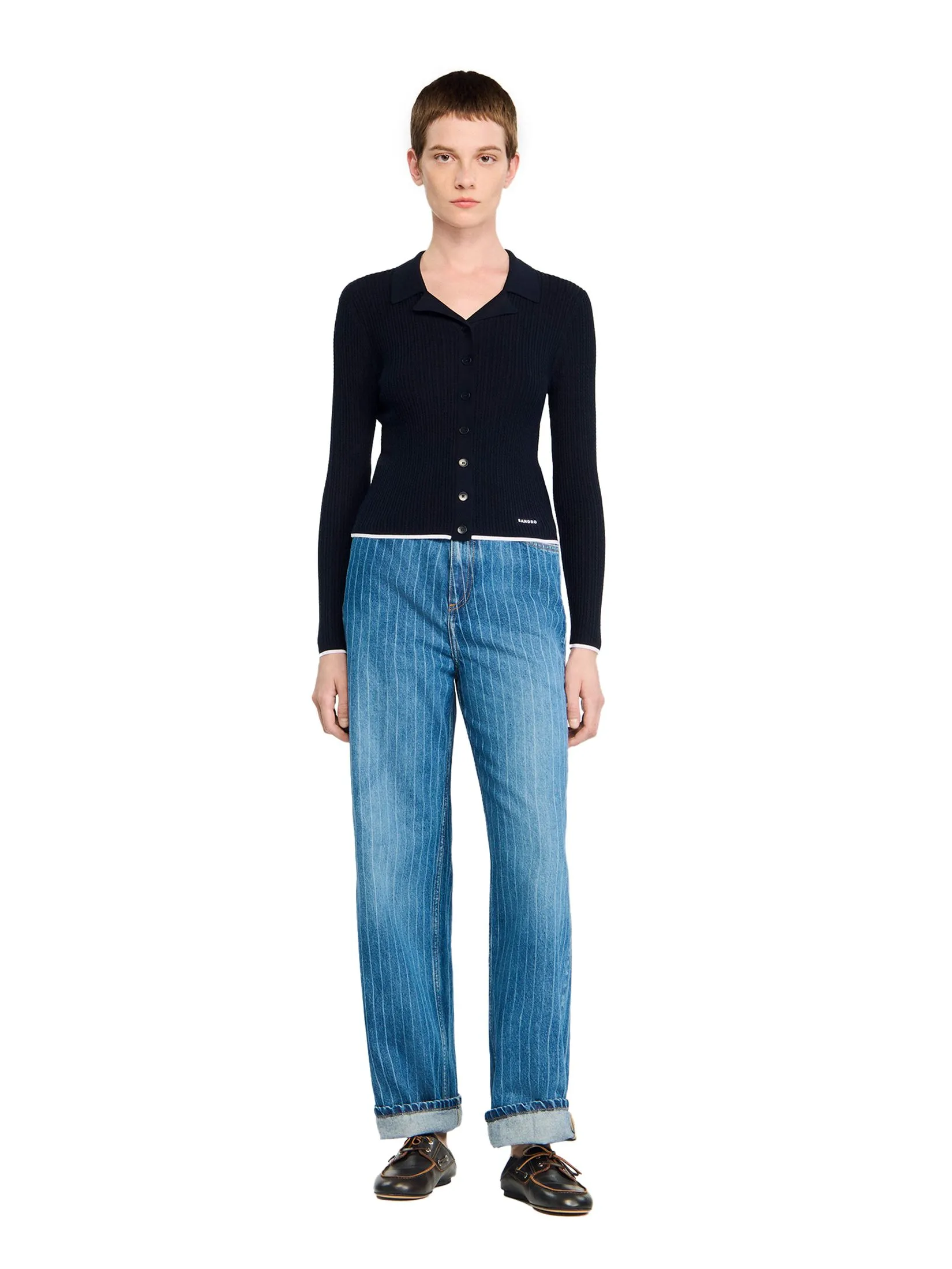 SANDRO Cropped Shirt With Removable Tie