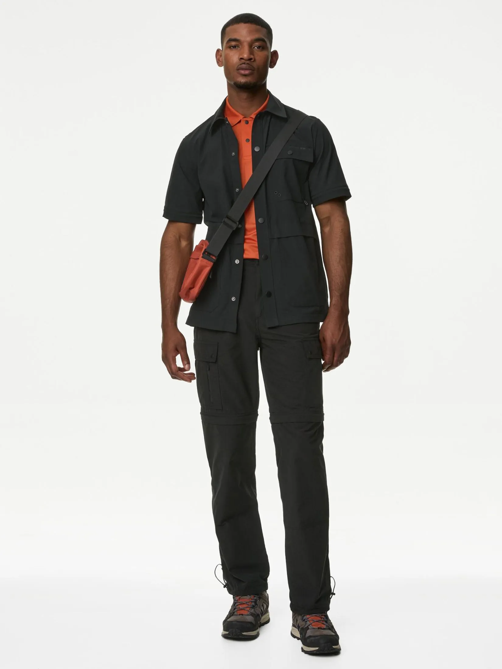 MARKS & SPENCER Men Trousers Zip Off Trekking with Stormwear Black