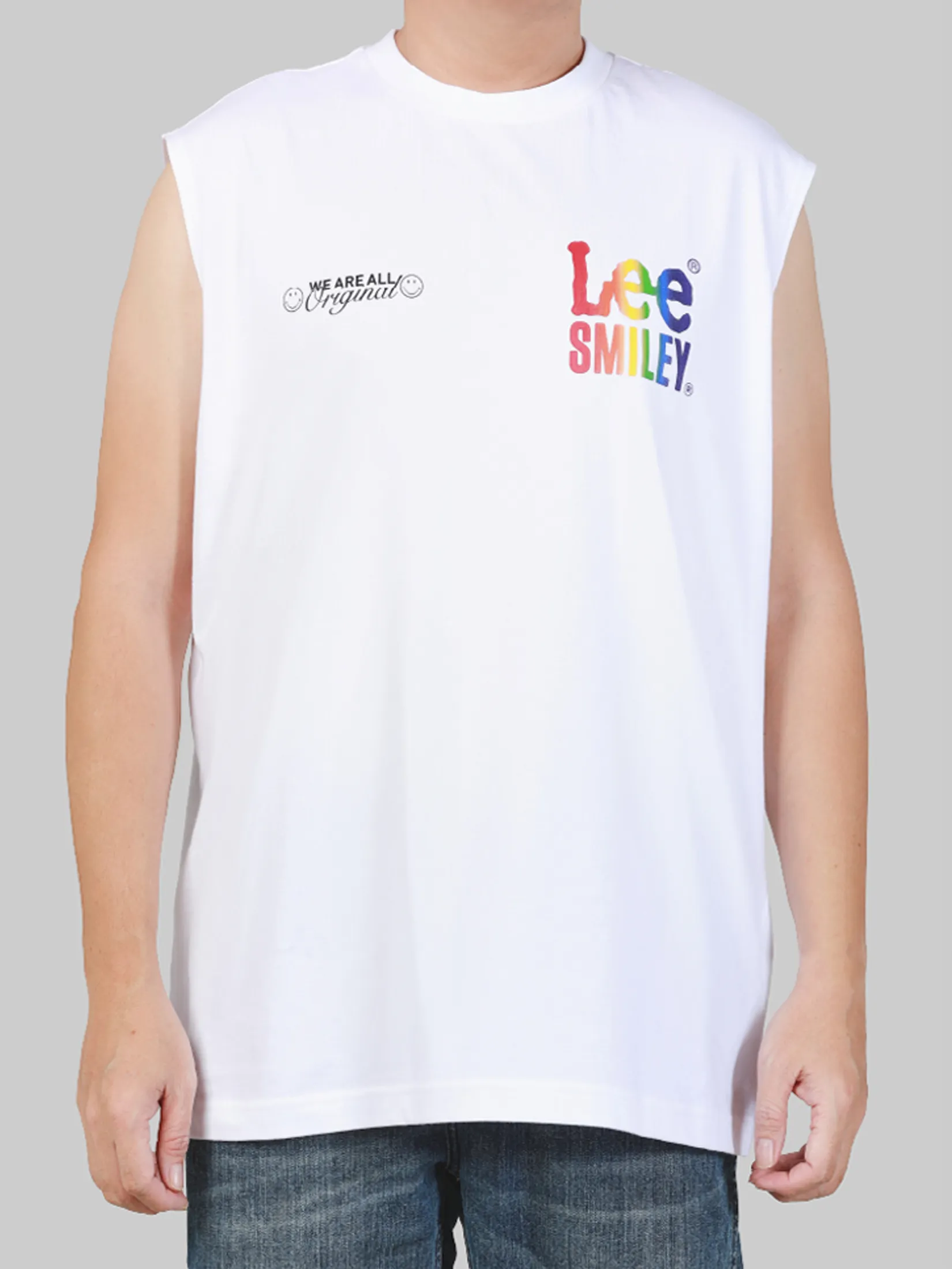 LEE Men s Tee Sleeveless Lee Smiley Collection Comfort Fit White