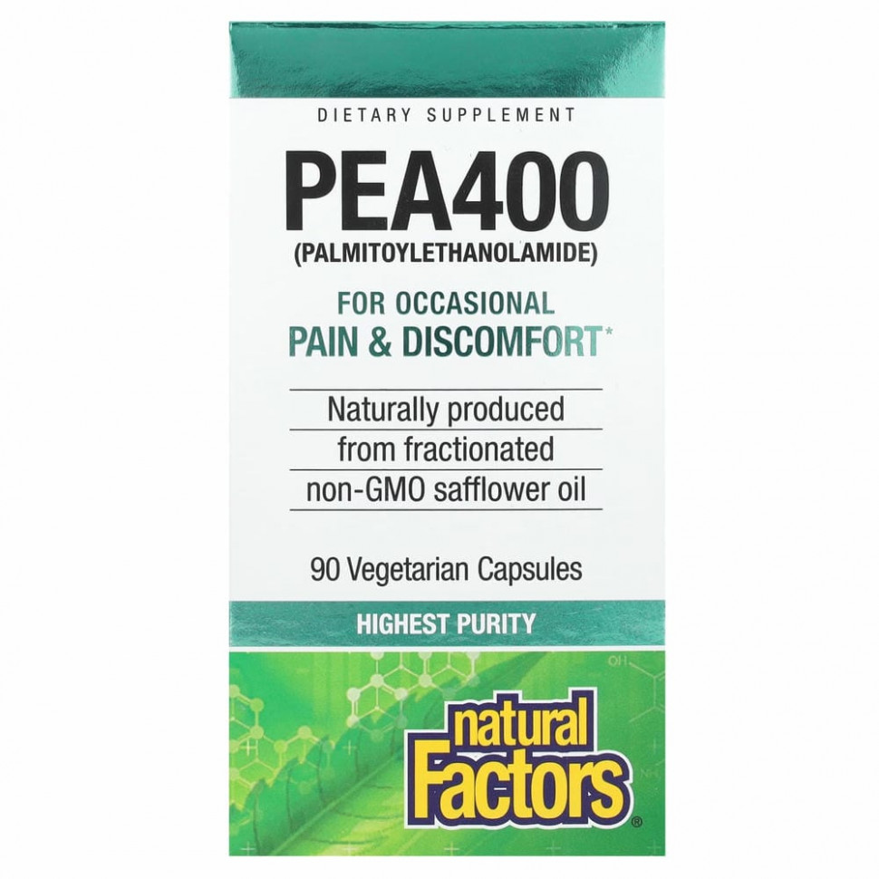 Natural Factors, PEA400, 90 вегетарианских капсул